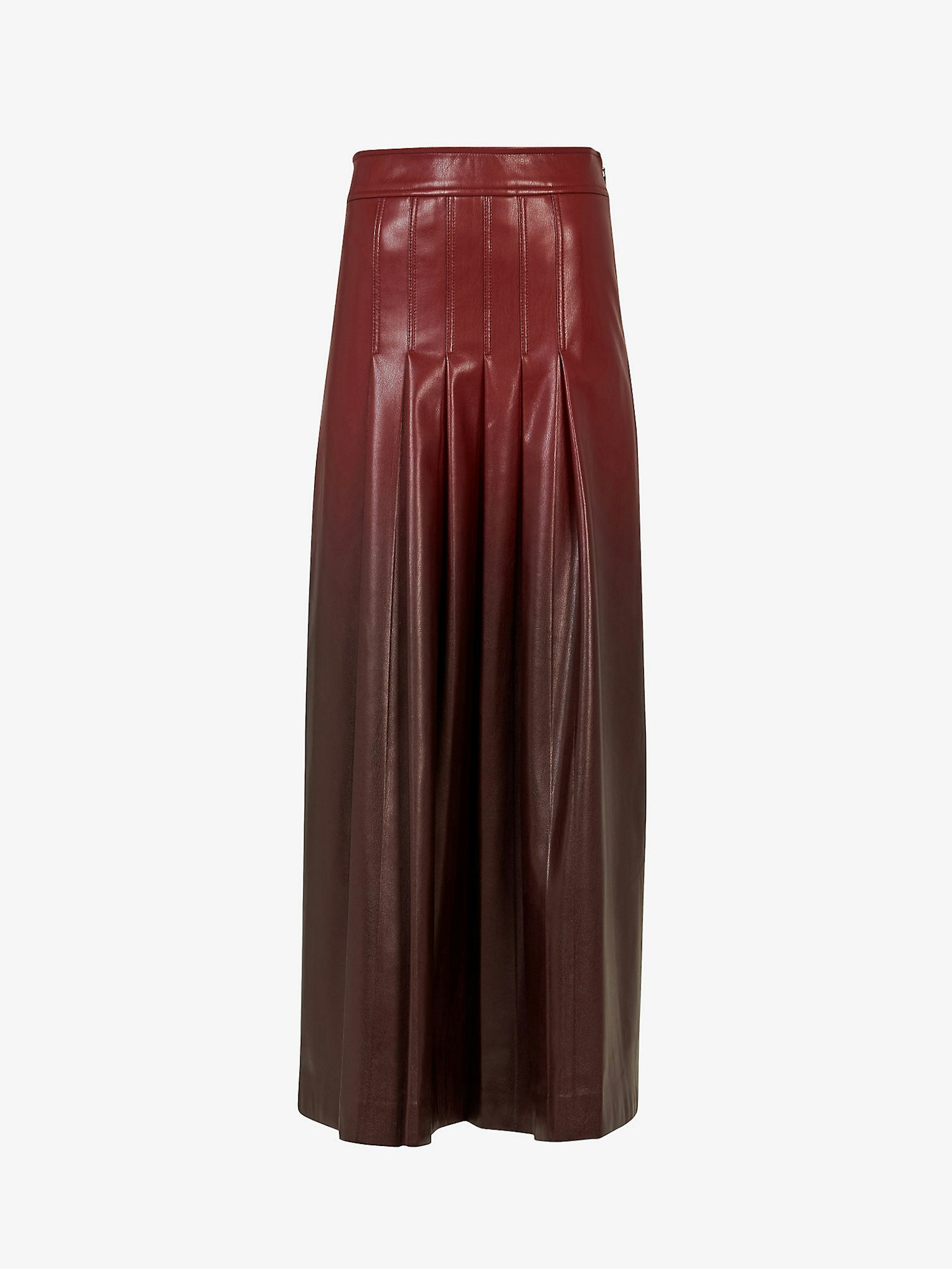 Leem, Pleated High-Rise Faux-Leather Midi Skirt