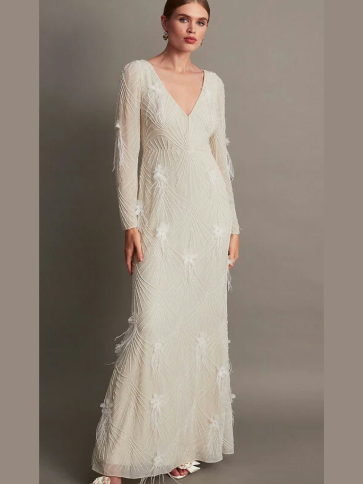 Monsoon, Florence Embellished Bridal Dress, Ivory