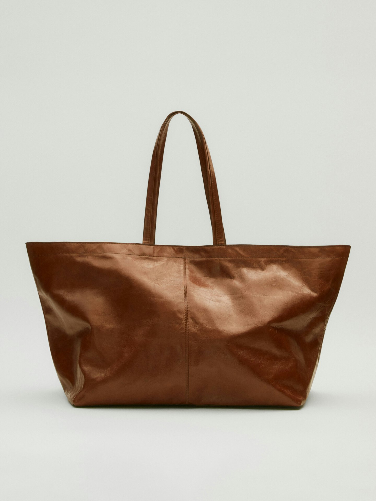 Massimo Dutti, Maxi Crackled Leather Tote Bag