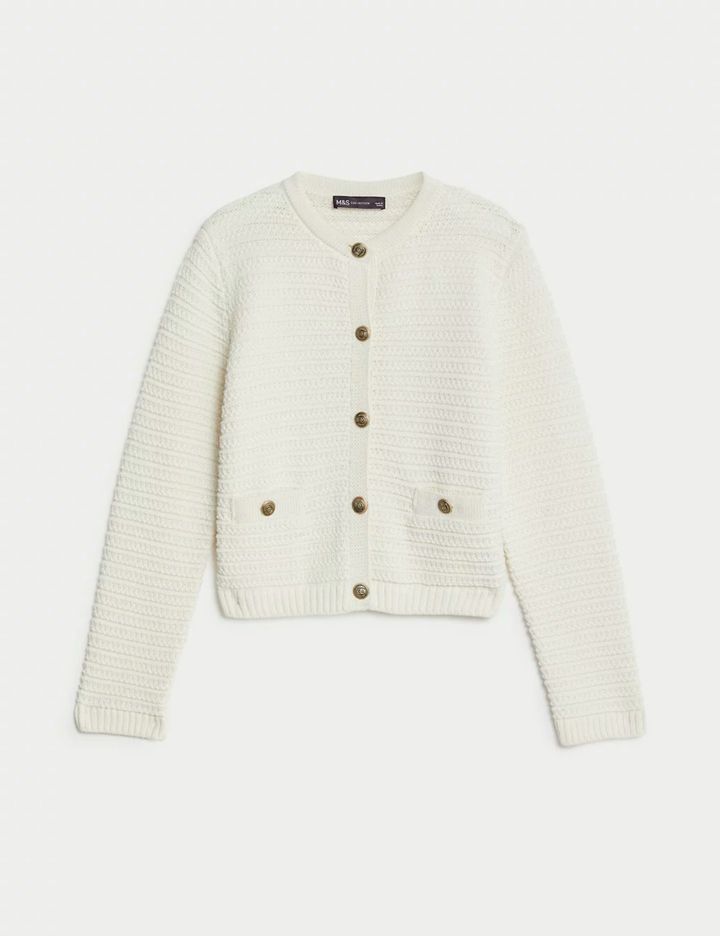 M&S, Cotton-Blend Textured Knitted Jacket