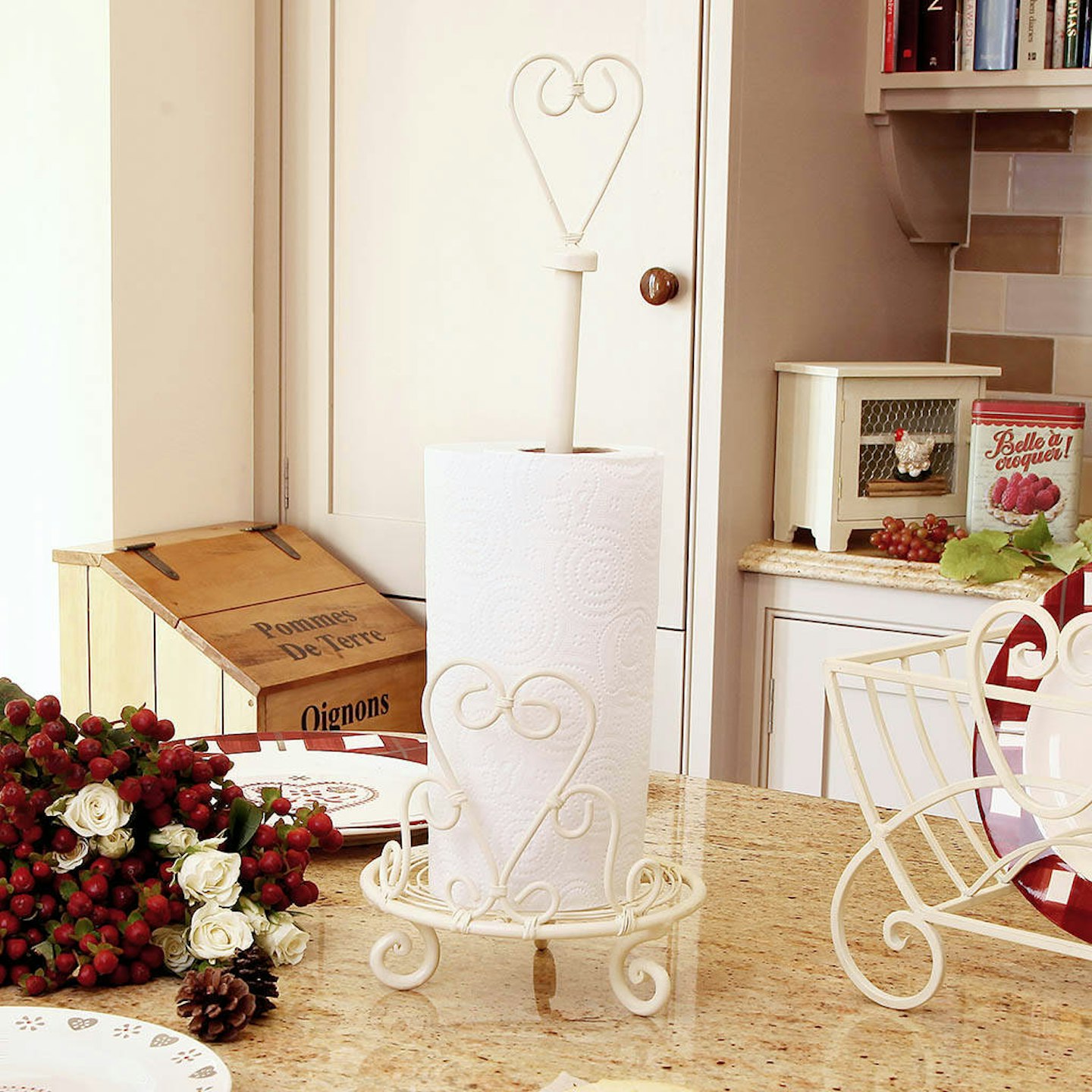 Not On The High Street, Ivory Heart Paper Towel Holder