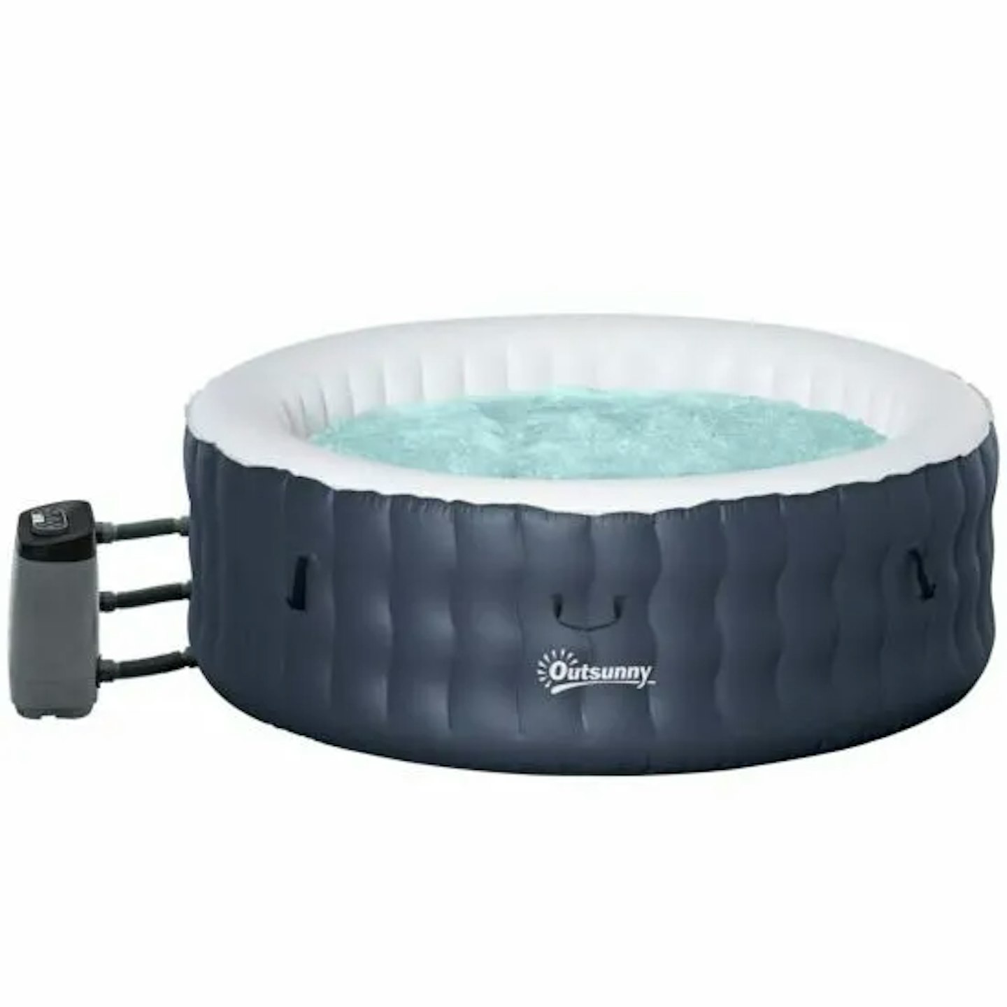 Outsunny Inflatable Hot Tub Spa With Pump 4 Person - Dark Blue