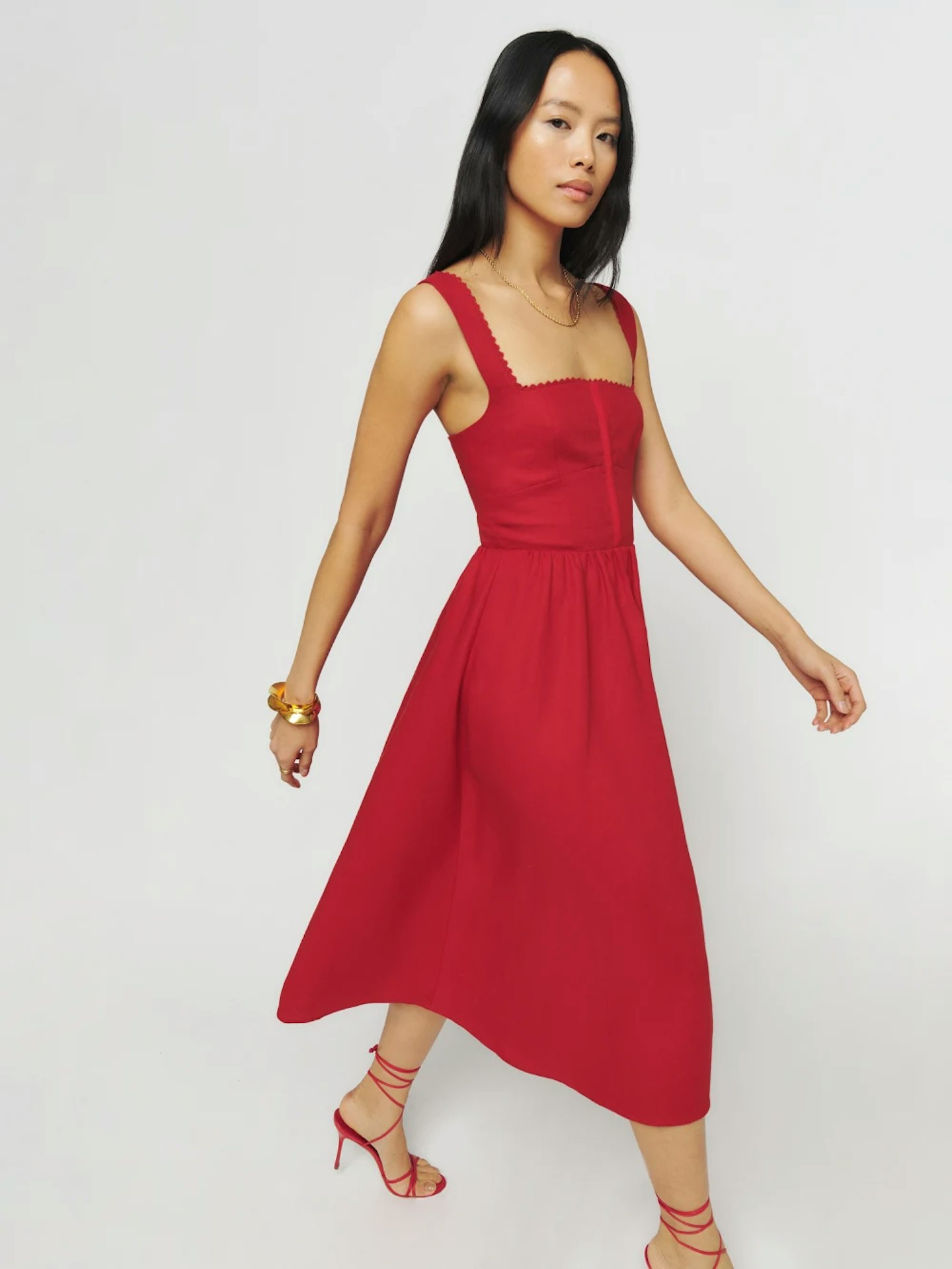 Tagliatelle Linen Dress red