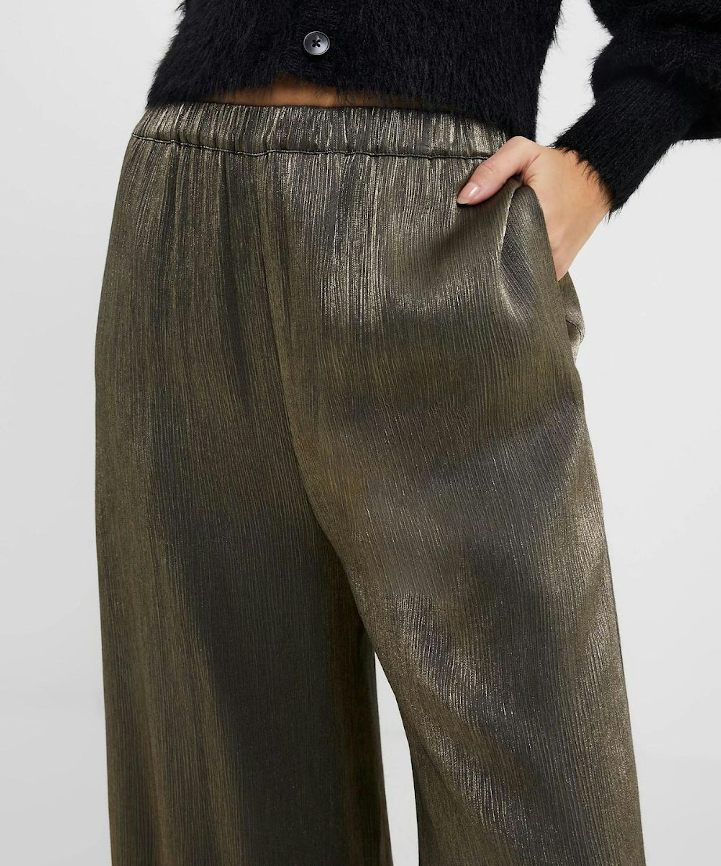 Sparkly Elasticated Waist Wide Leg Trousers