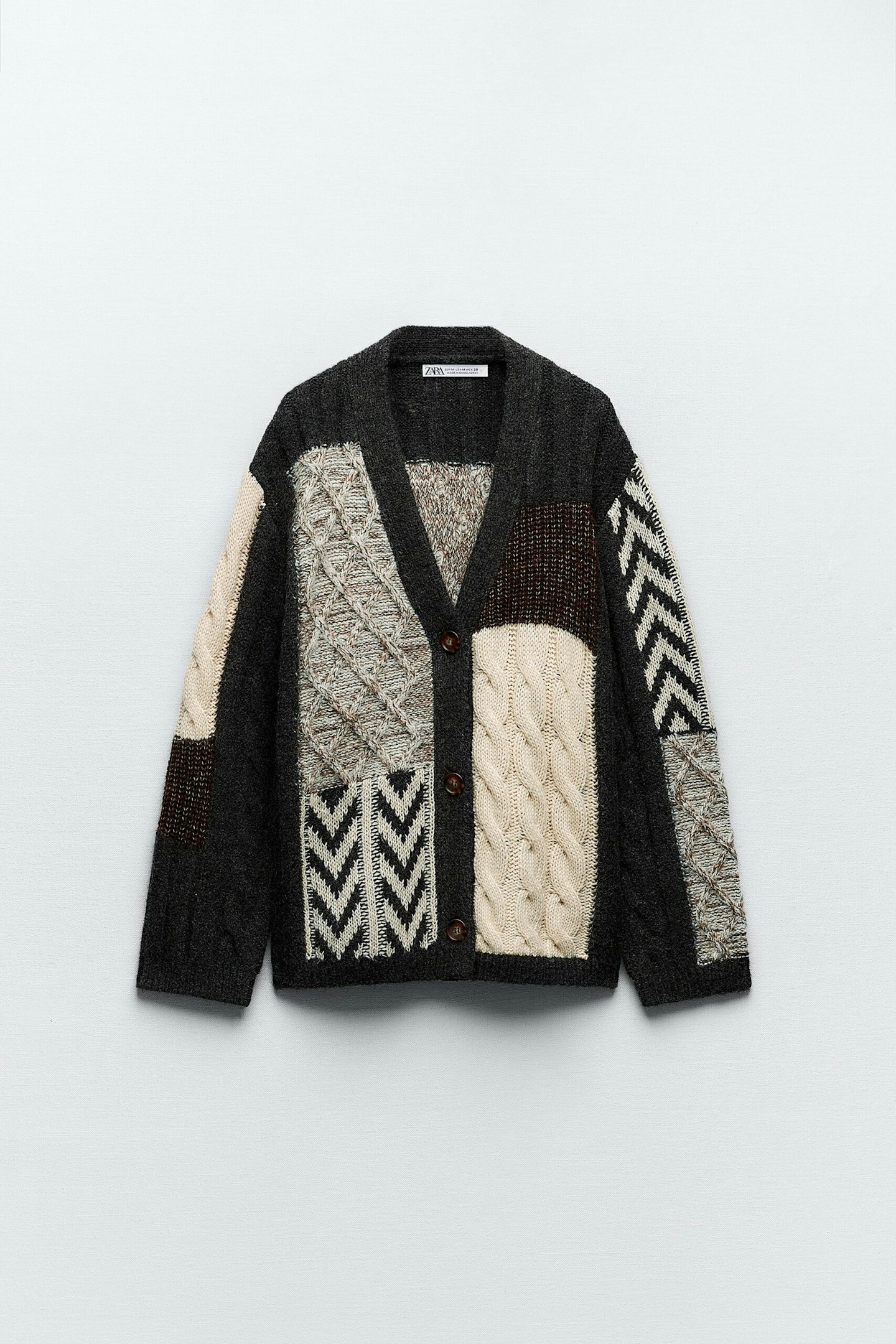 Zara, Patchwork Knit Cardigan