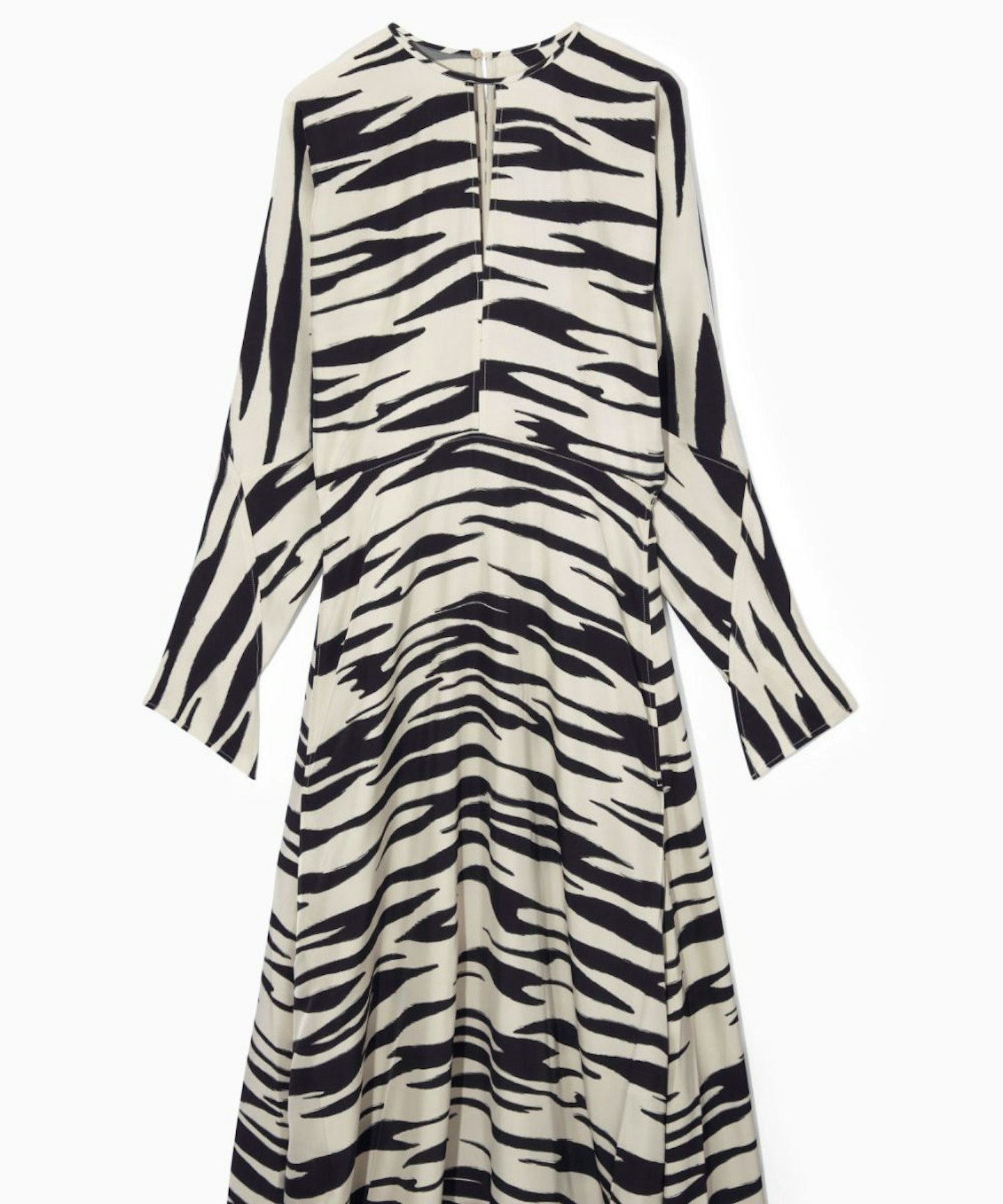 Zebra-Print Cutout Midi Dress