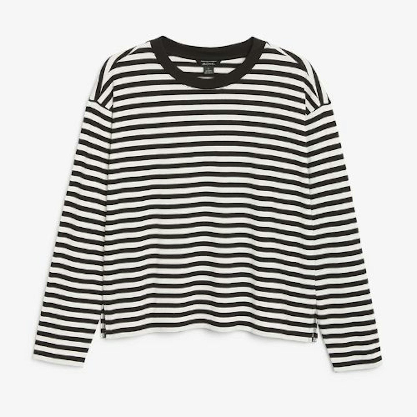 Monki, Black And White Striped Soft Long-Sleeve Top