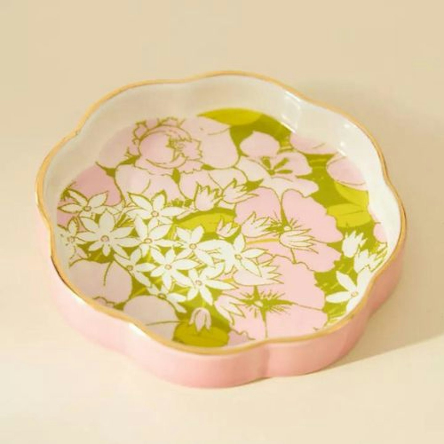 Anthropologie, Lyla Floral Scalloped Ceramic Trinket Dish
