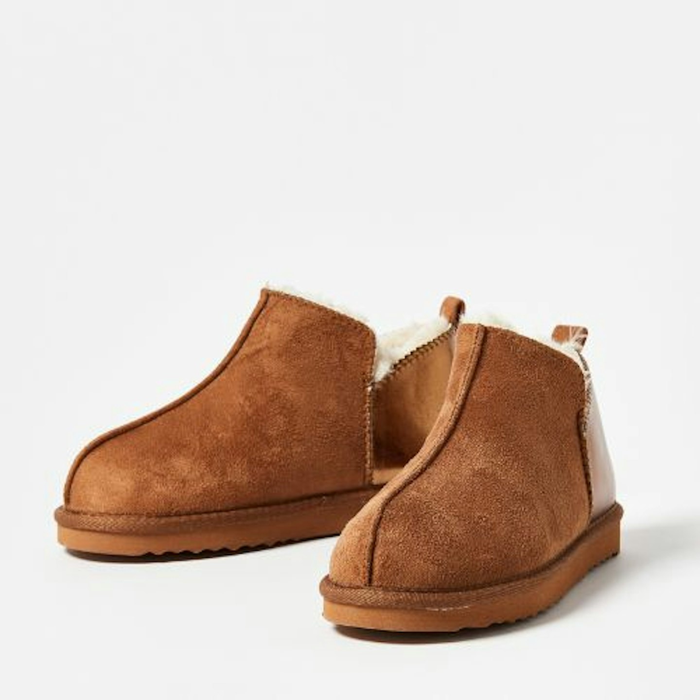 Oliver Bonas, Metallic And Faux Suede Brown Boot Slippers