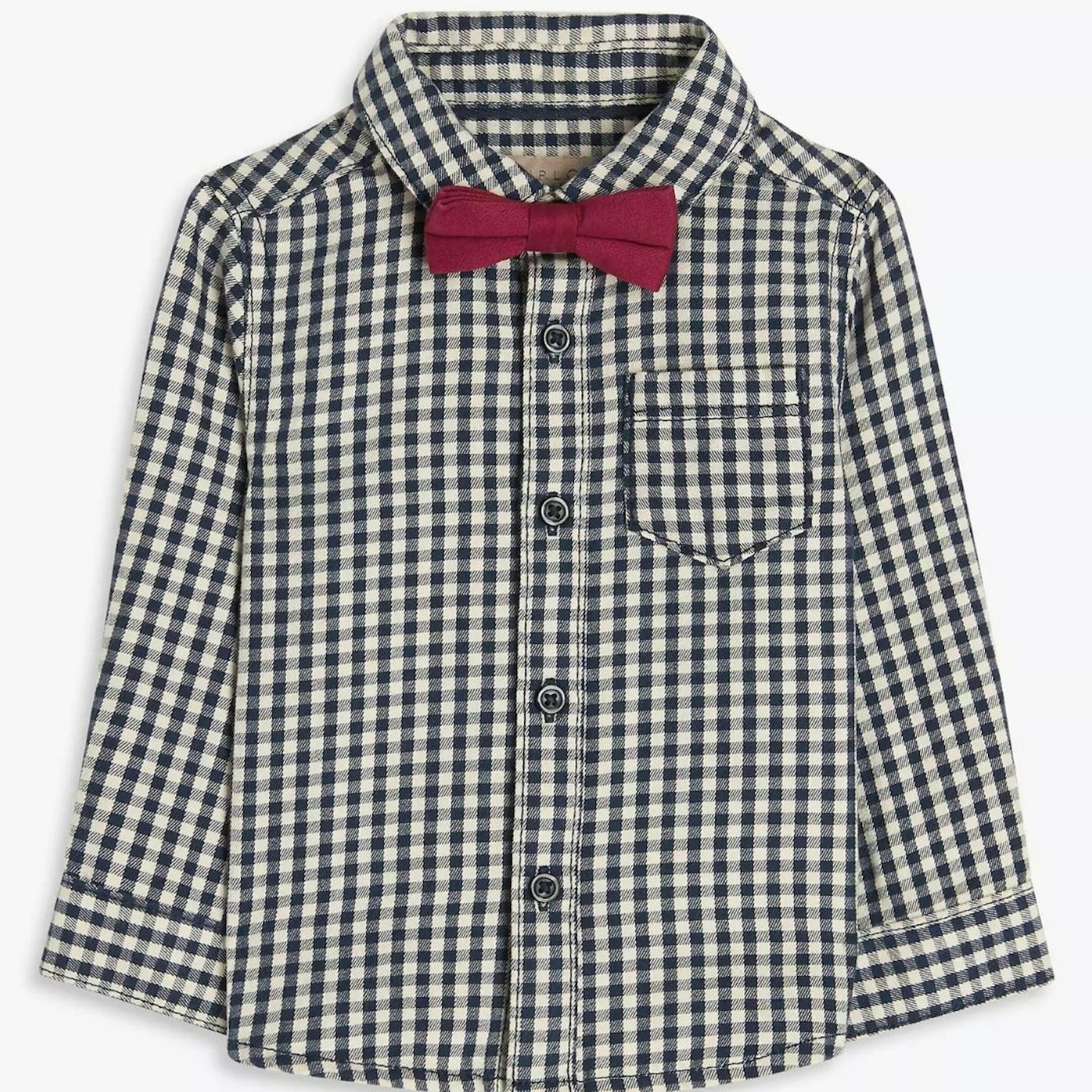 Best Christmas Day Outfits For Kids: Baby Gingham Shirt & Bow Tie Set