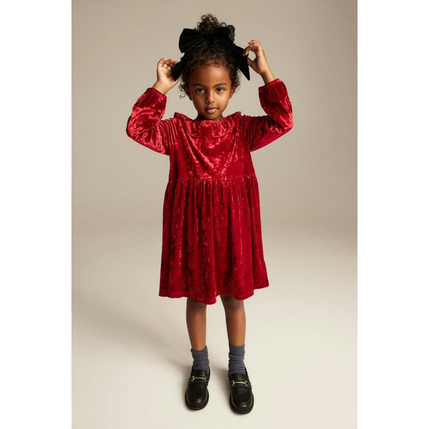 Best Christmas Day Outfits For Kids: Collared velour dress