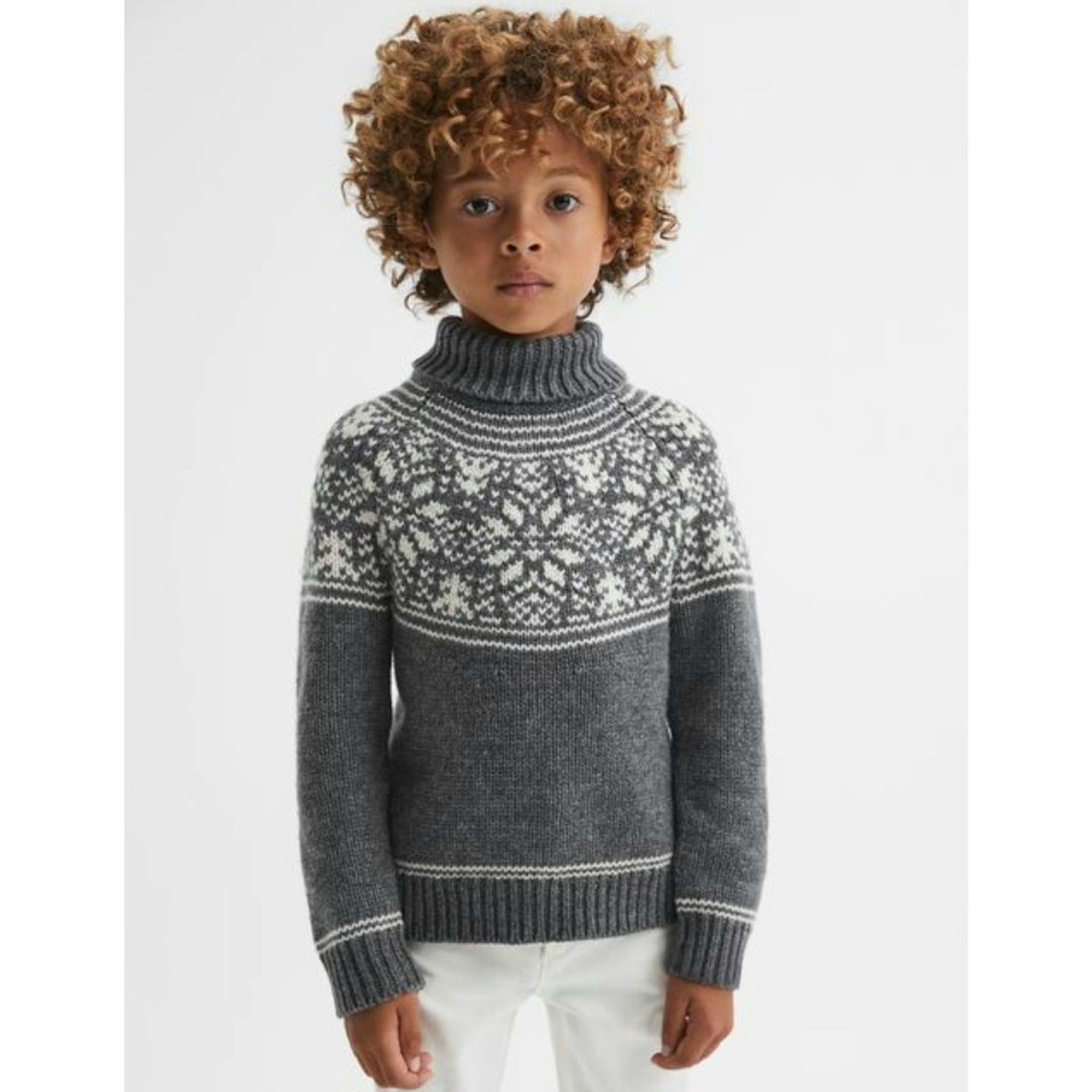 Best Christmas Day Outfits For Kids : KNITTED FAIR ISLE ROLL NECK JUMPER