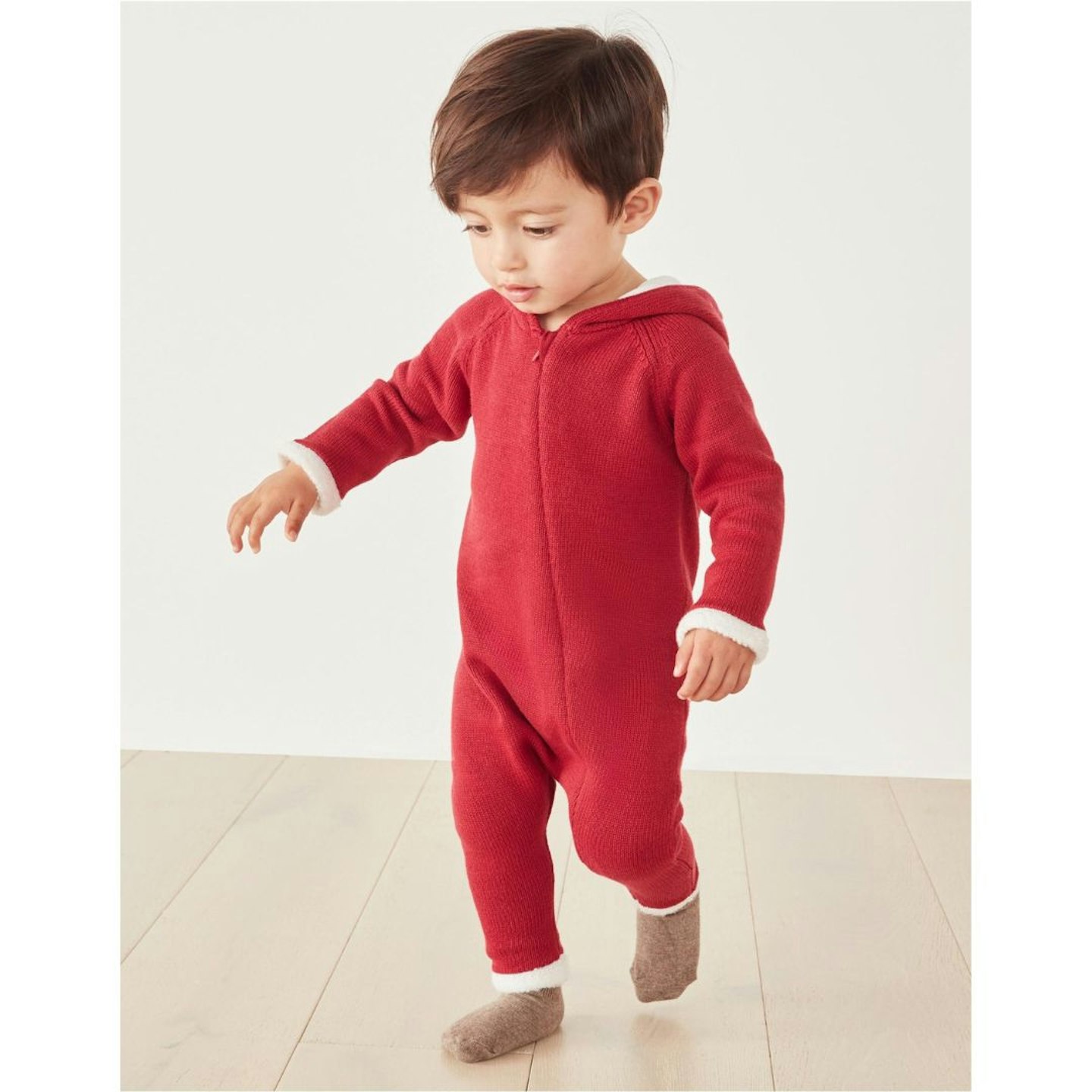 Best Christmas Day Outfits For Kids : Organic Cotton Santa Knitted Romper