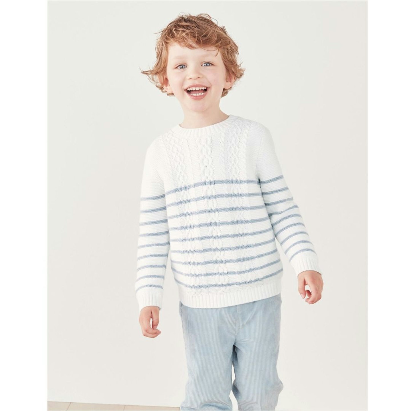 Best Christmas Day Outfits For Kids :Striped Cable Knit Jumper (18mths–6yrs)