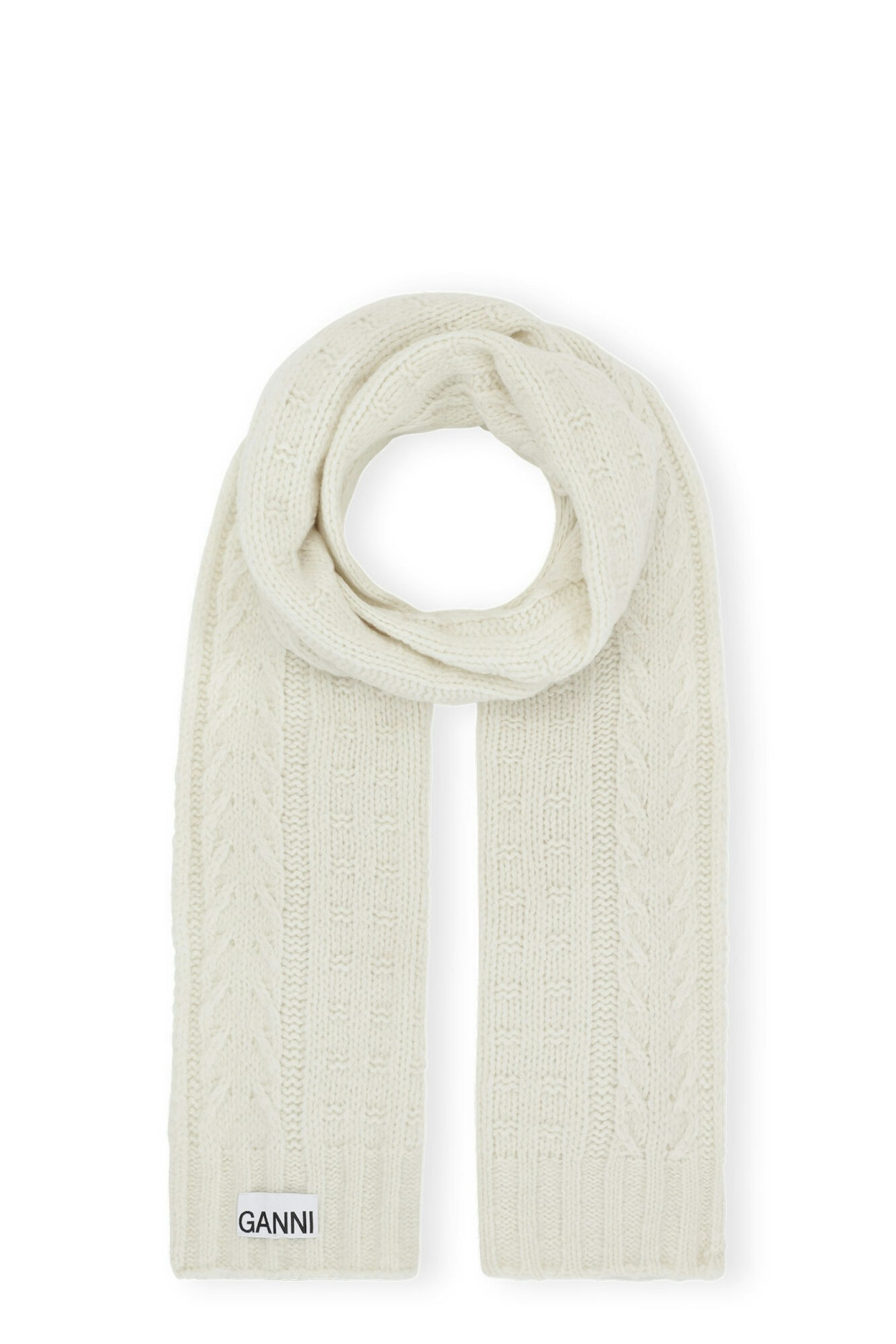Ganni, White Cable Scarf
