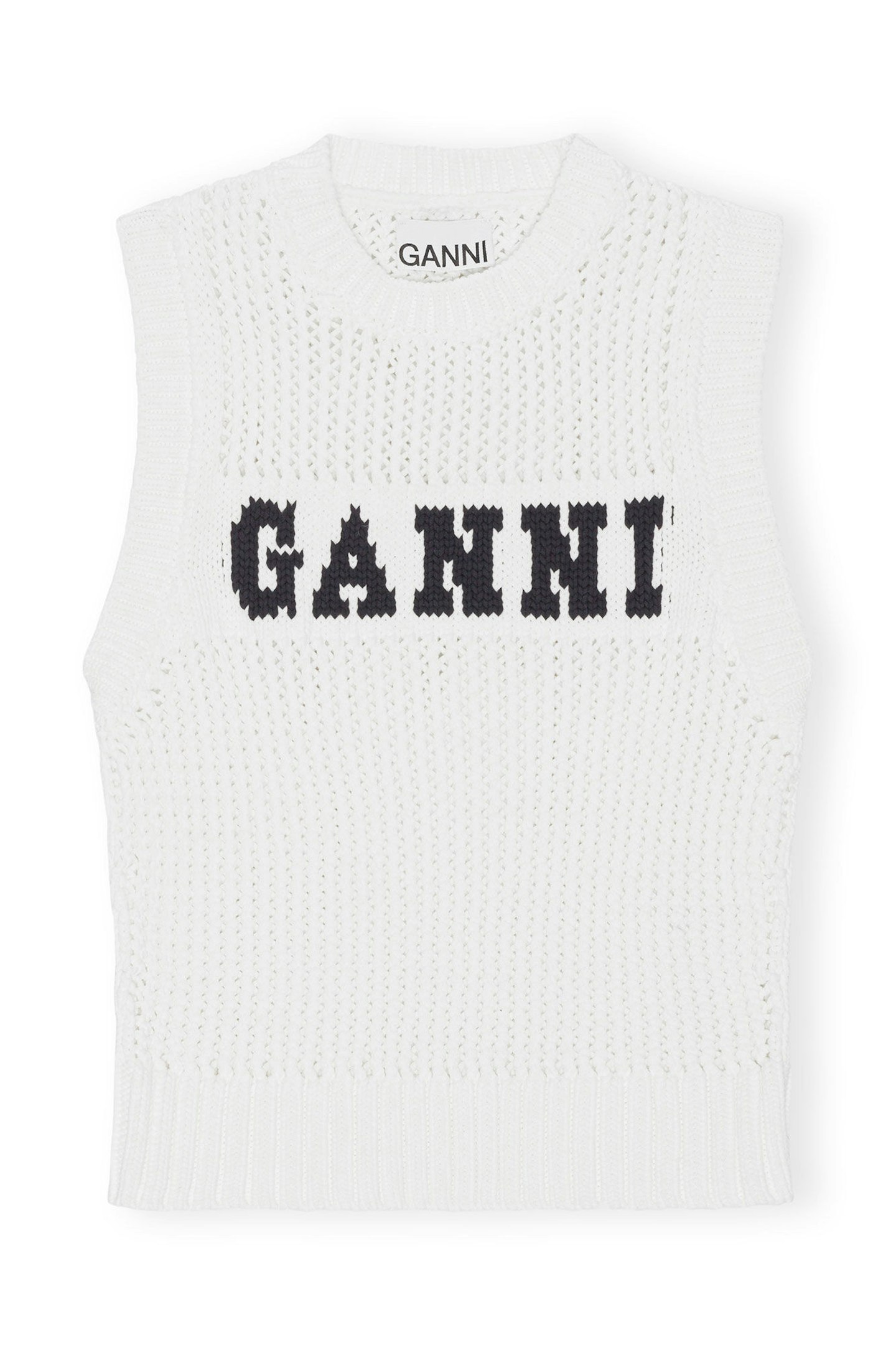 Ganni, White Cotton Rope Vest