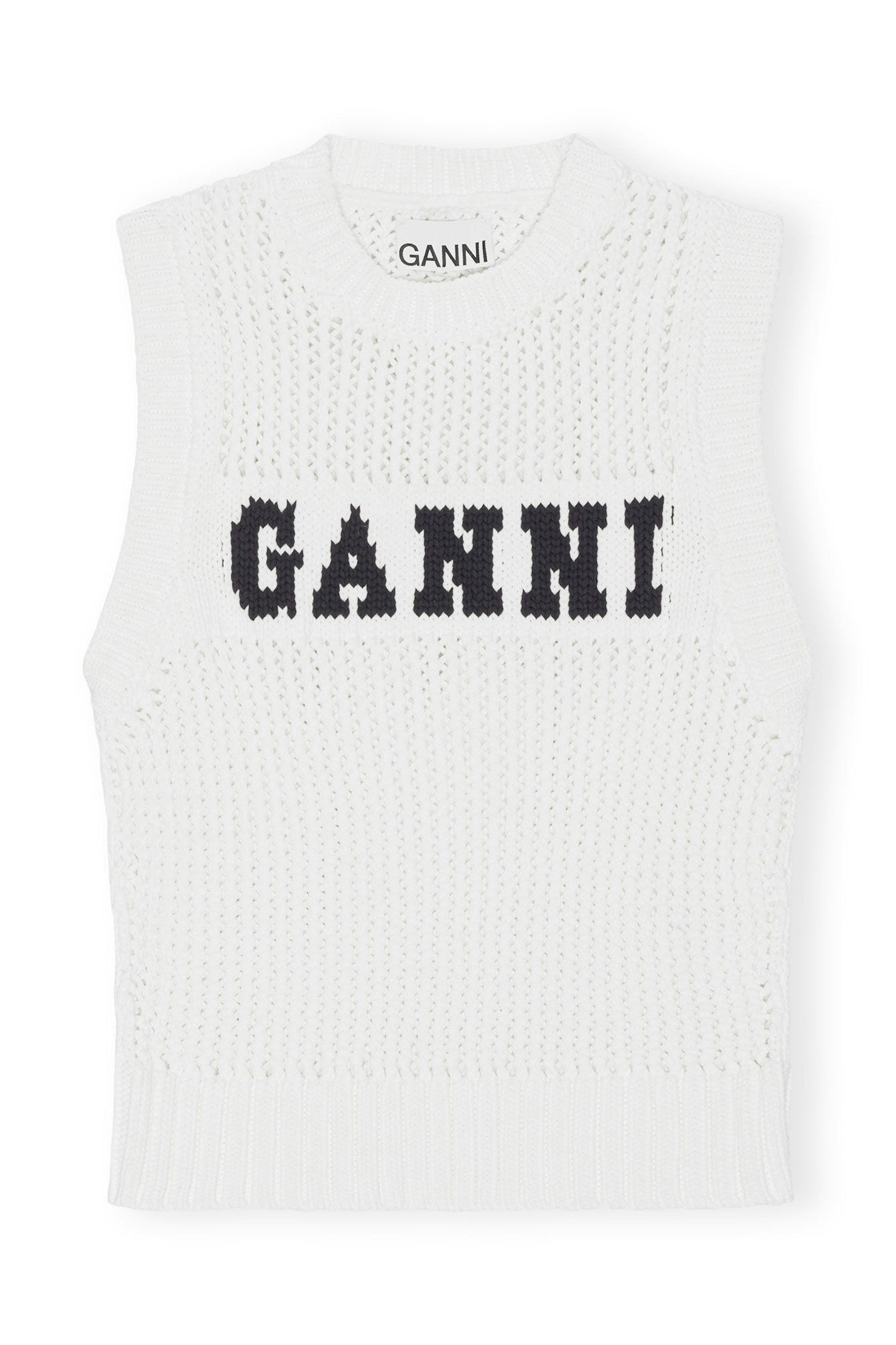 Ganni, White Cotton Rope Vest