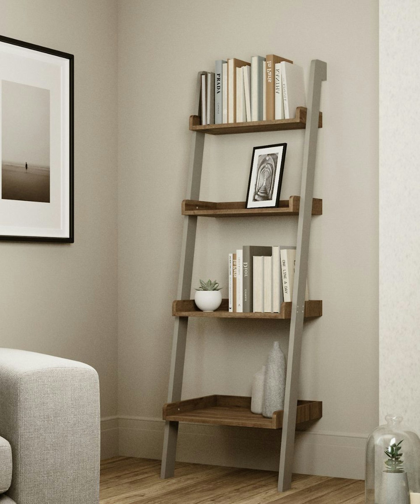 grey bookcase