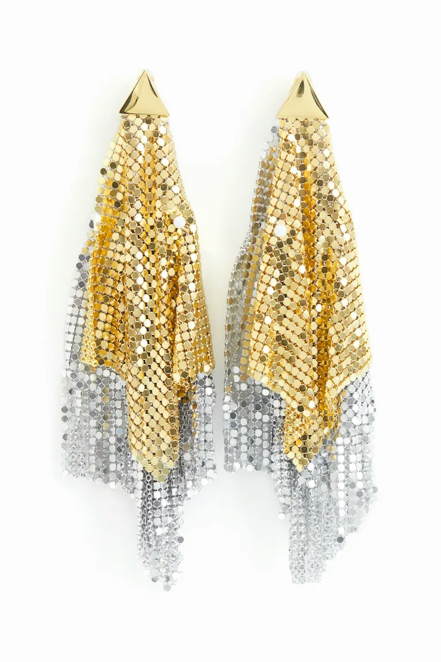 H&M Rabanne, Fringed Metal-Mesh Clip Earrings