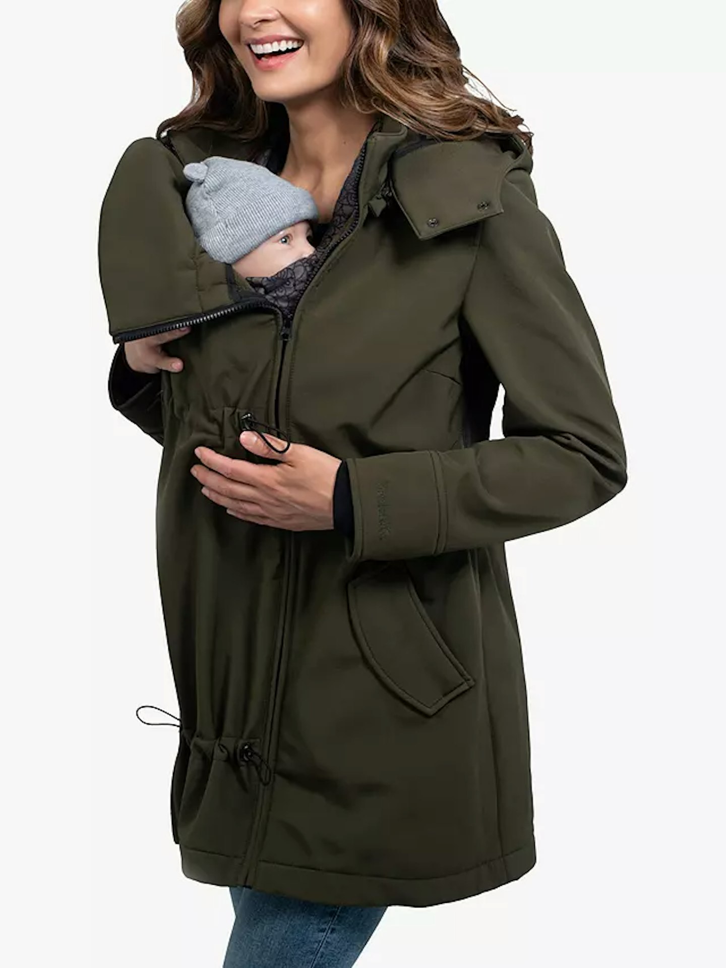 Wombat And Co Wombat Shell Babywearing Maternity Parka Jacket, Camo Green