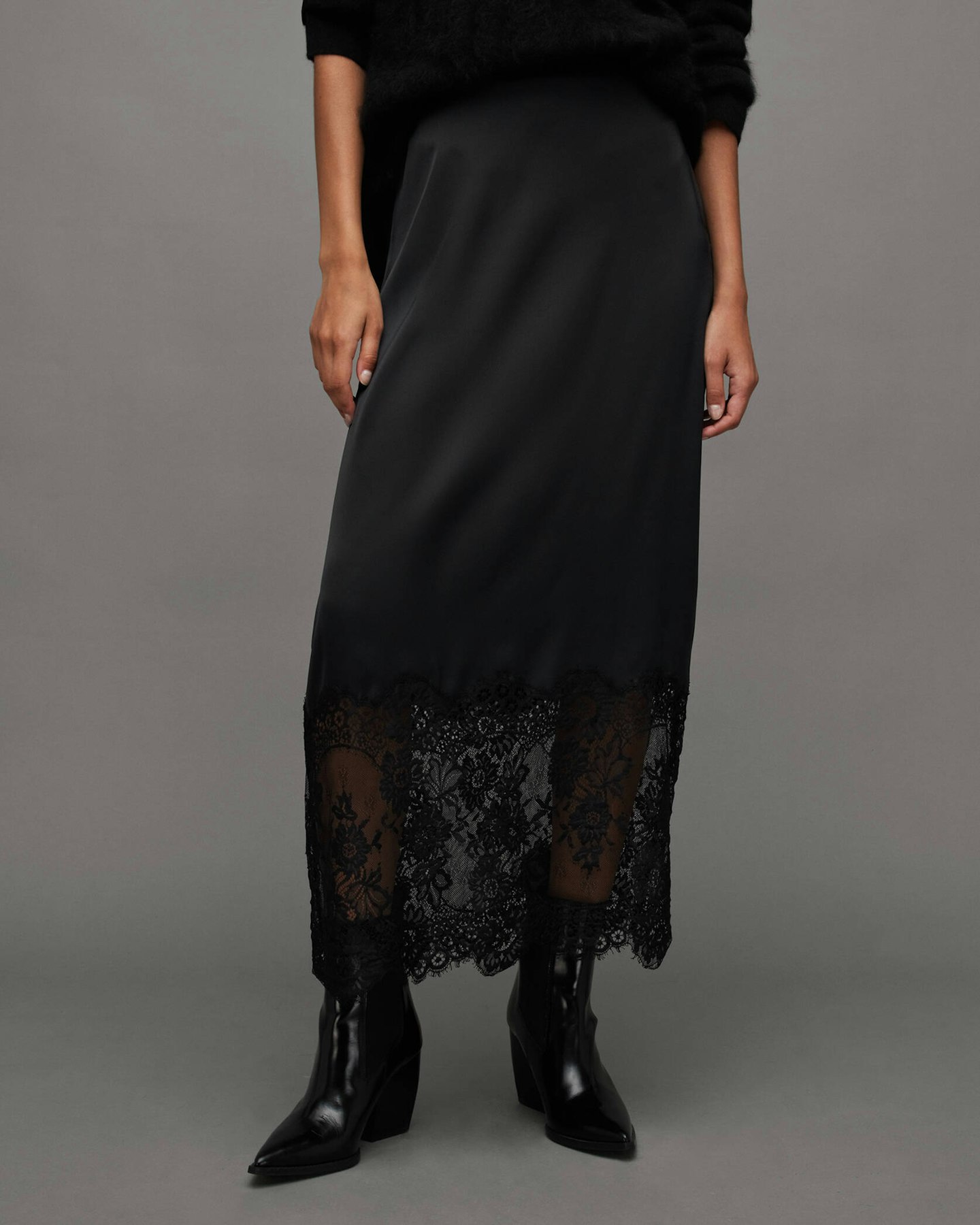 Flora Lace Panel Midi Skirt