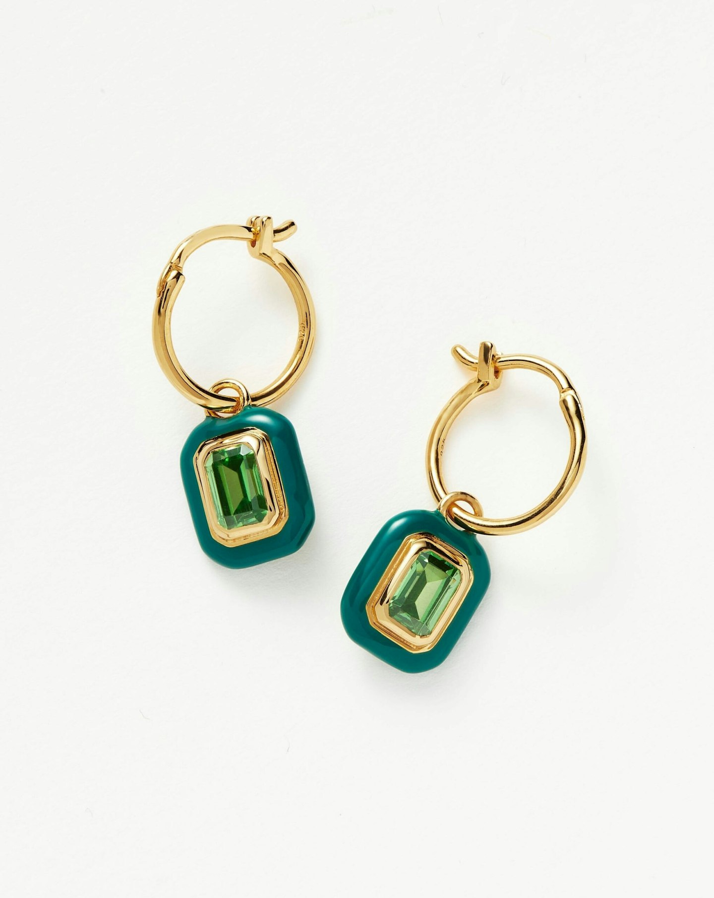 River Island, Enamel & Stone Charm Mini Hoop Earrings