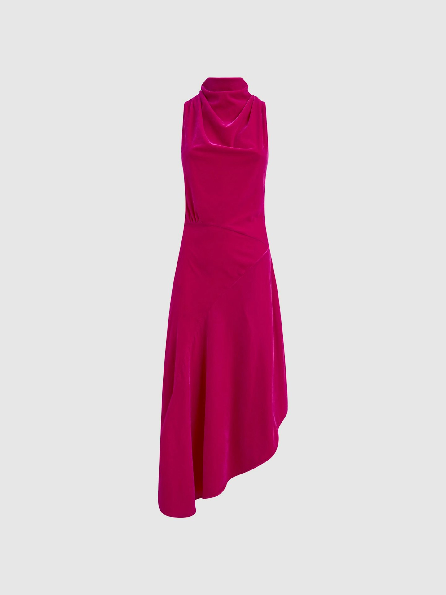 Reiss, Giannon Velvet Funnel-Neck Asymmetric Midi Dress