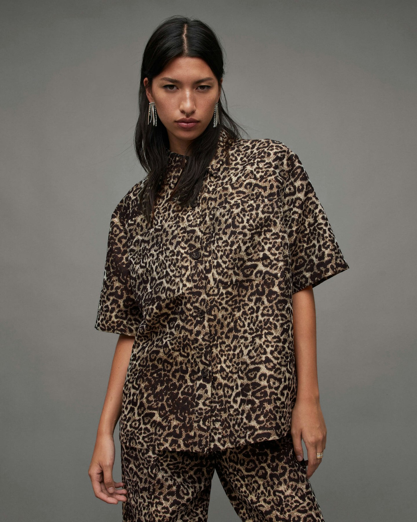Jemi Leopard Print Relaxed Fit Shirt