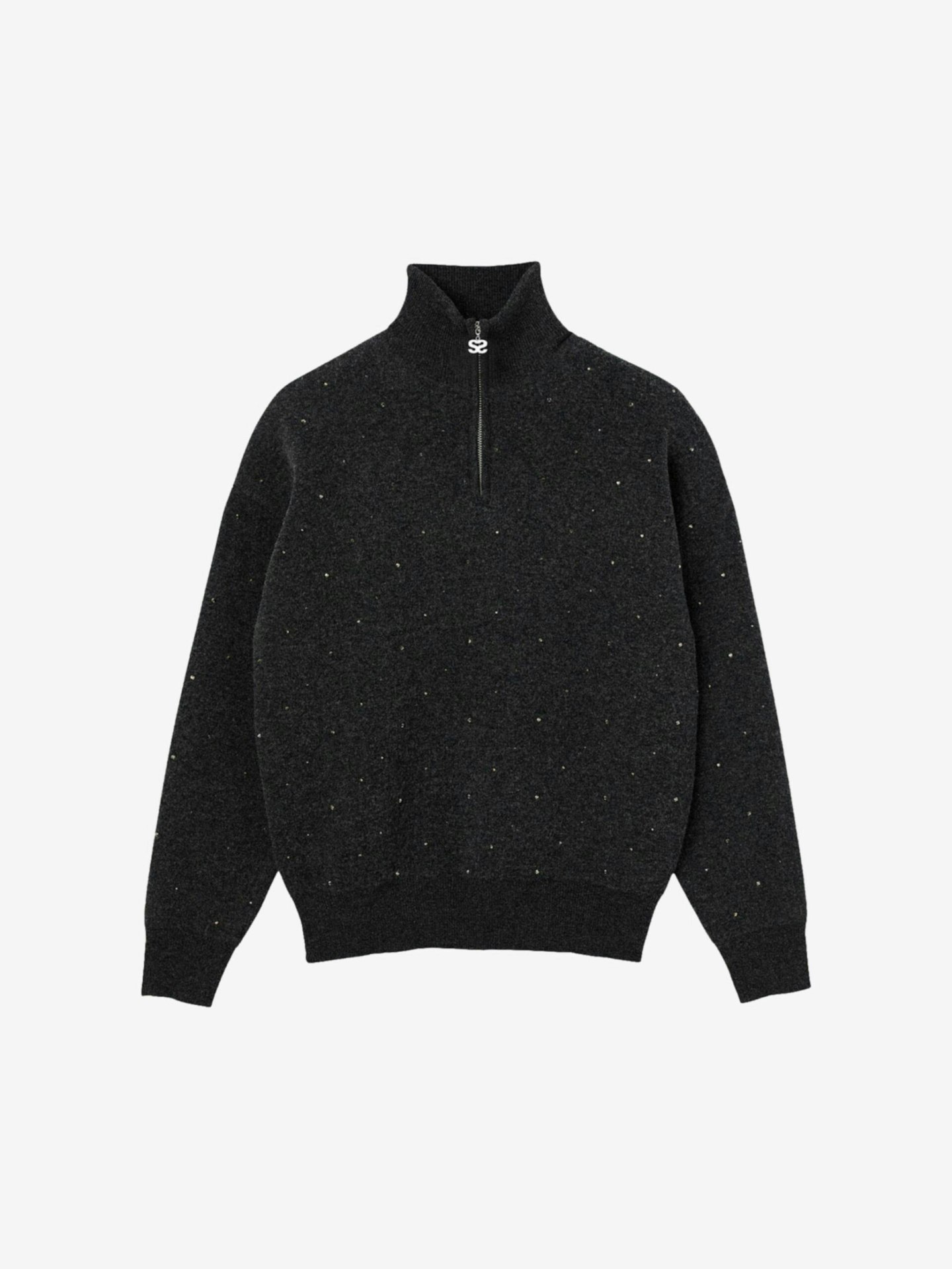 Sandro, Rhinestone-Embellished Half-Zip Wool And Cashmere-Blend Jumper