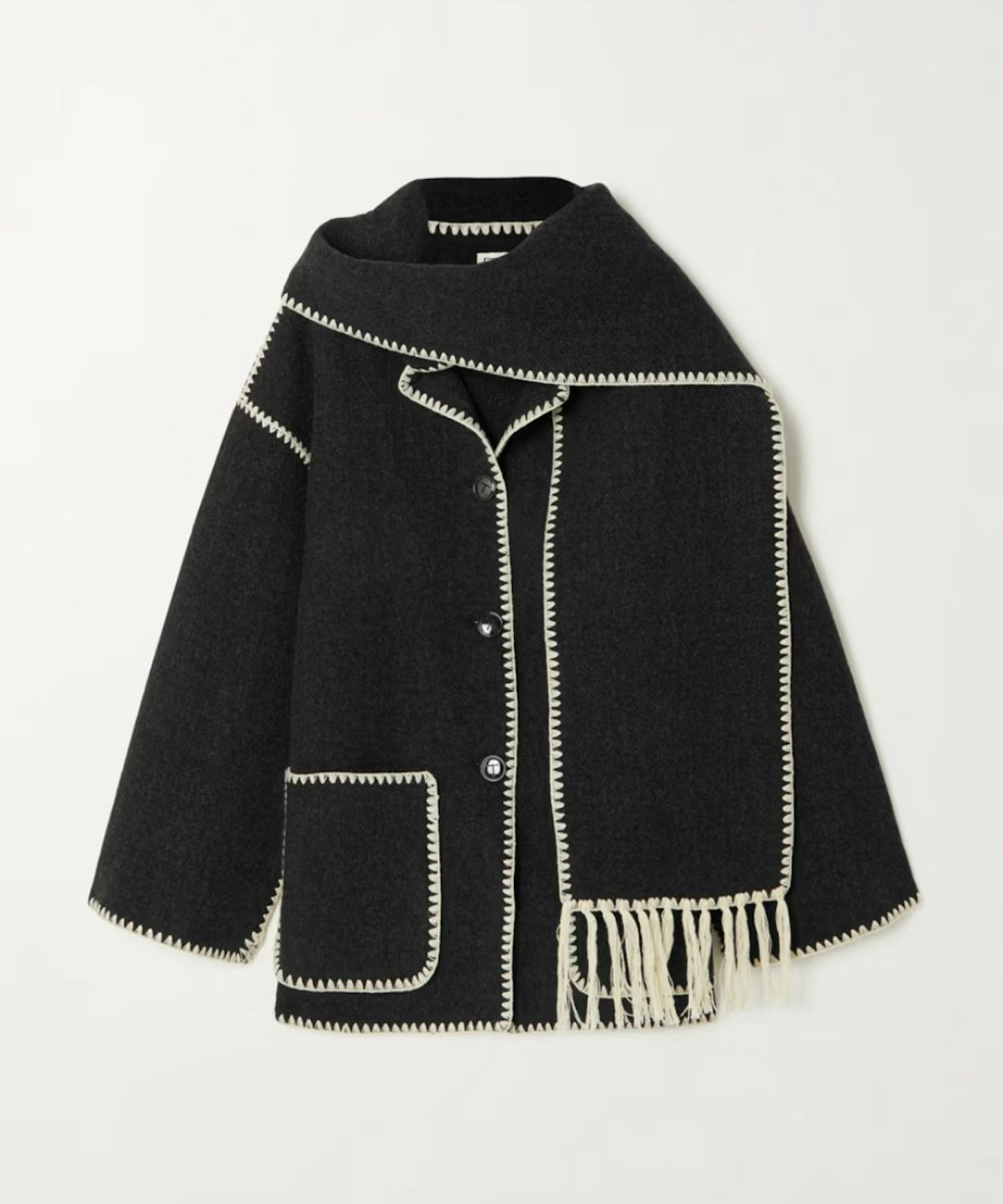 Totême, Draped Fringed Wool-Blend Jacket