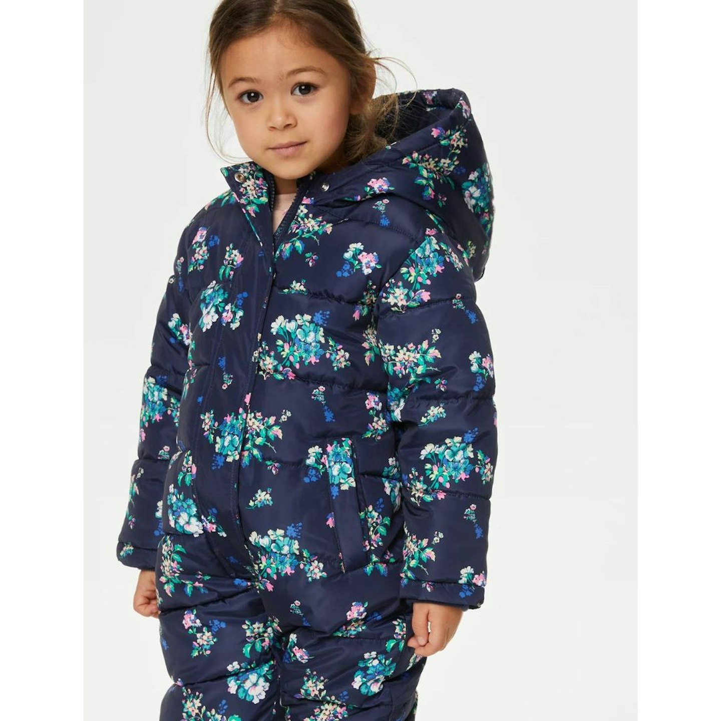 Floral Hooded Padded Snowsuit (2-8 Yrs)