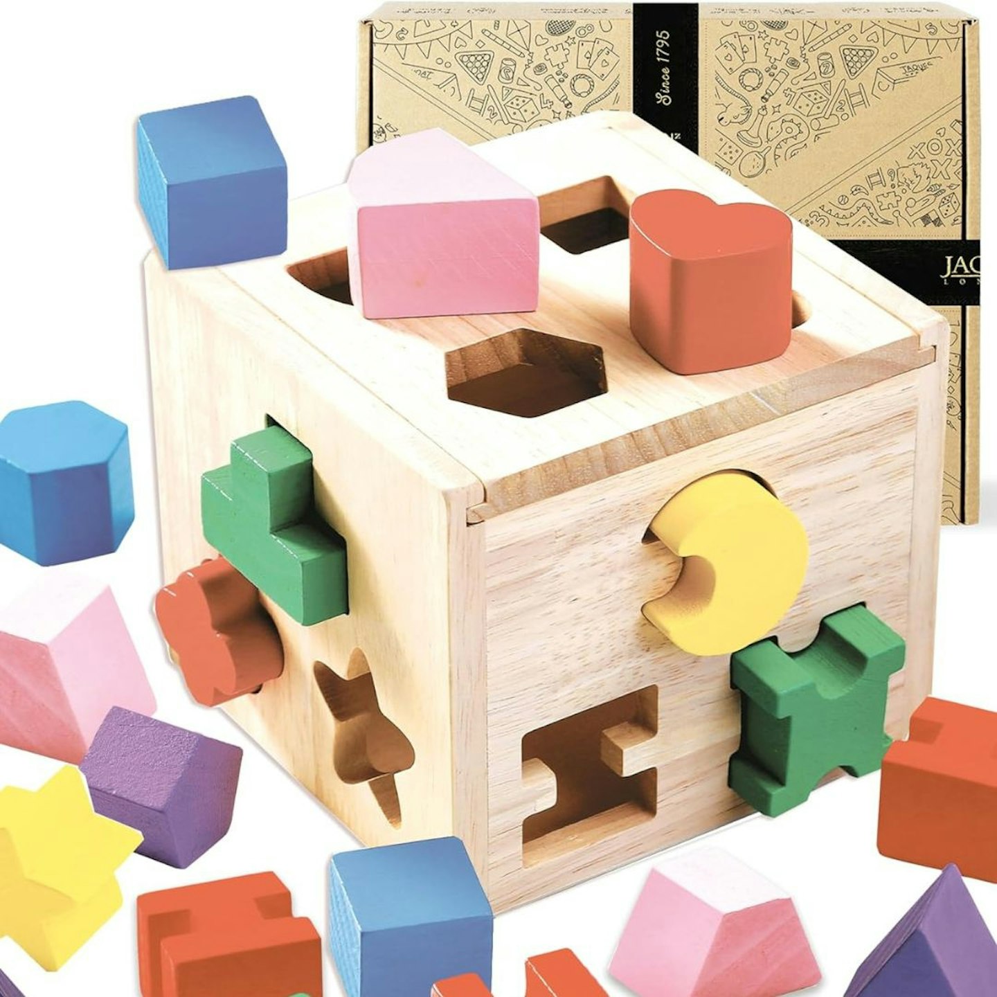 he Best Wooden Children's Toys: Jaques of London Wooden Shape Sorter Activity Cube for Toddlers