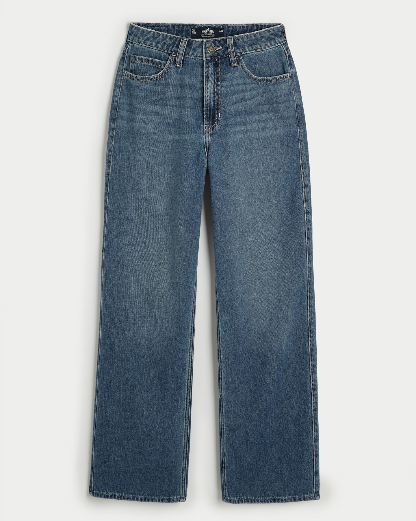 Hollister, Ultra High-Rise Medium Dark Wash Baggy Jeans