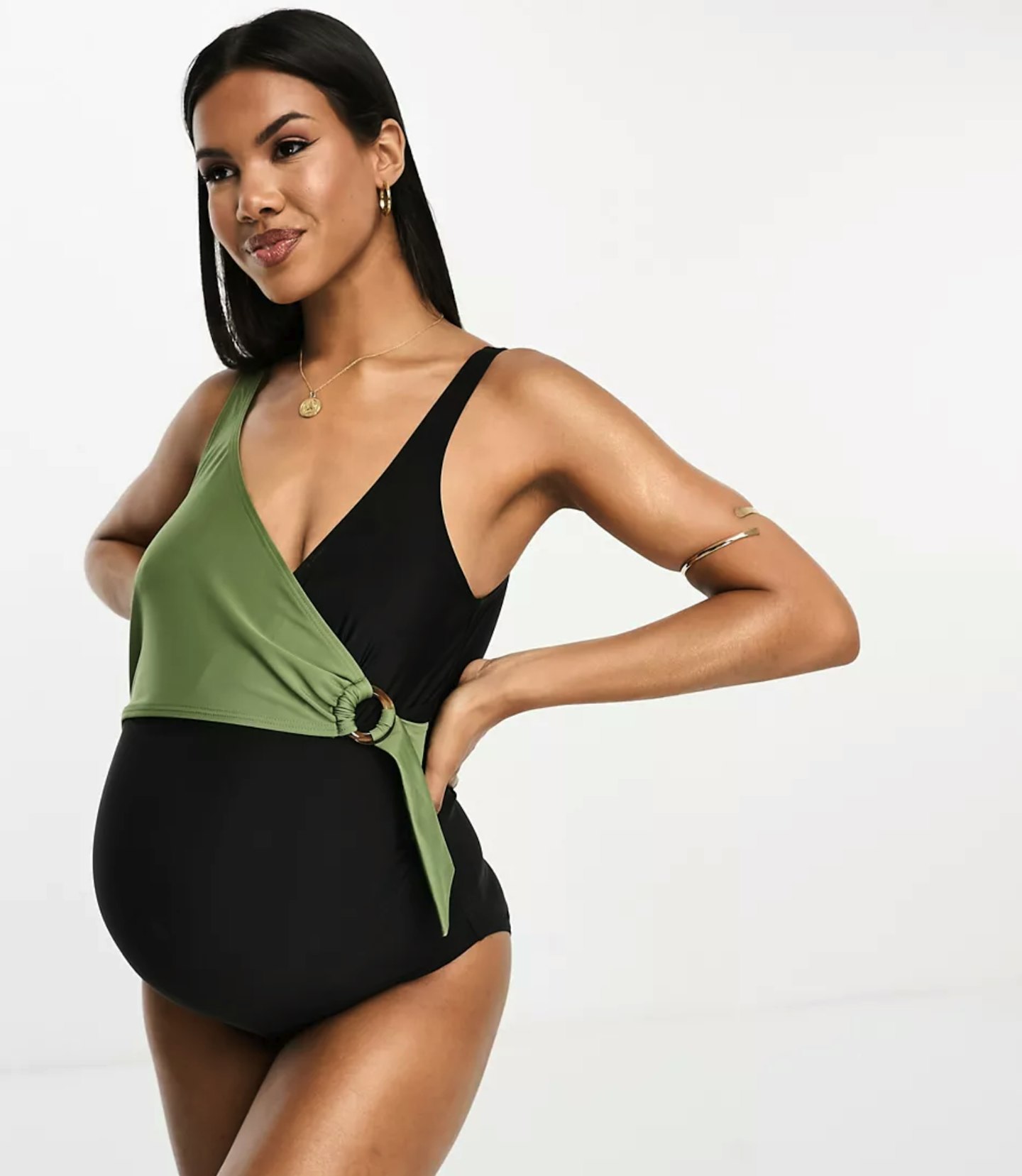 Mamalicious Maternity Colourblock Belted Swimsuit 