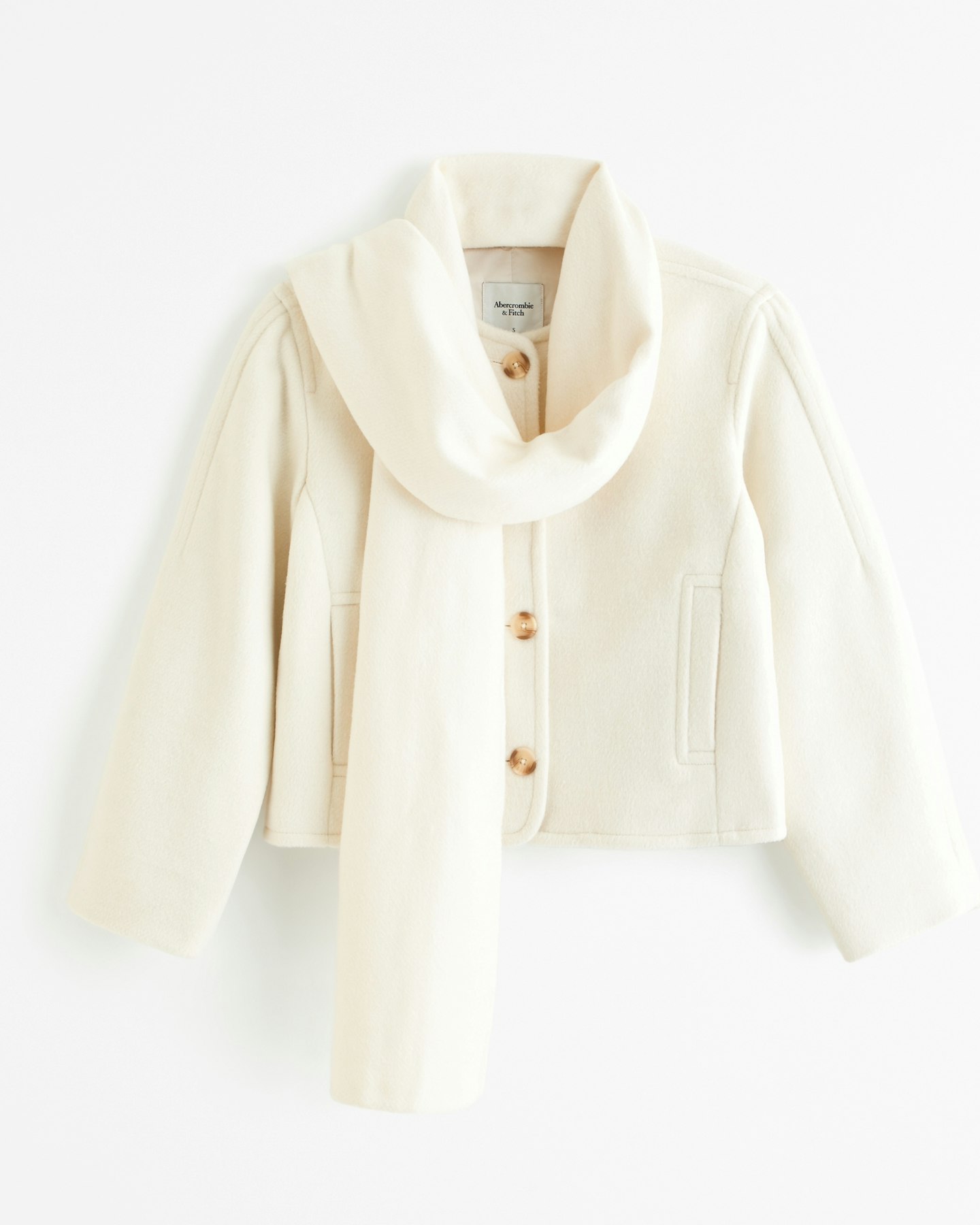 Abercrombie & Fitch, Removable Scarf Double-Cloth Wool-Blend Jacket