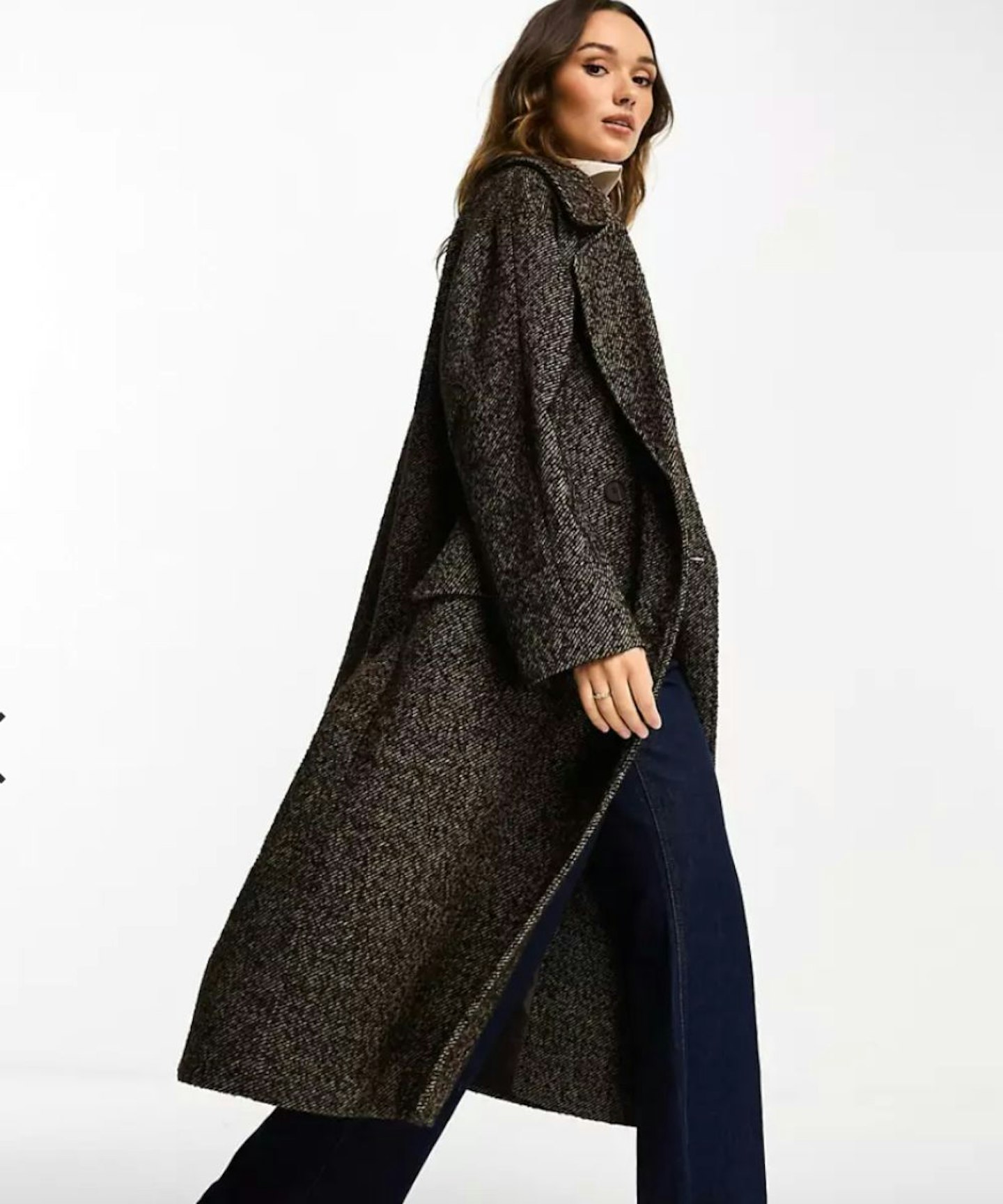 ASOS DESIGN Oversized Chuck On Coat in Brown Herringbone