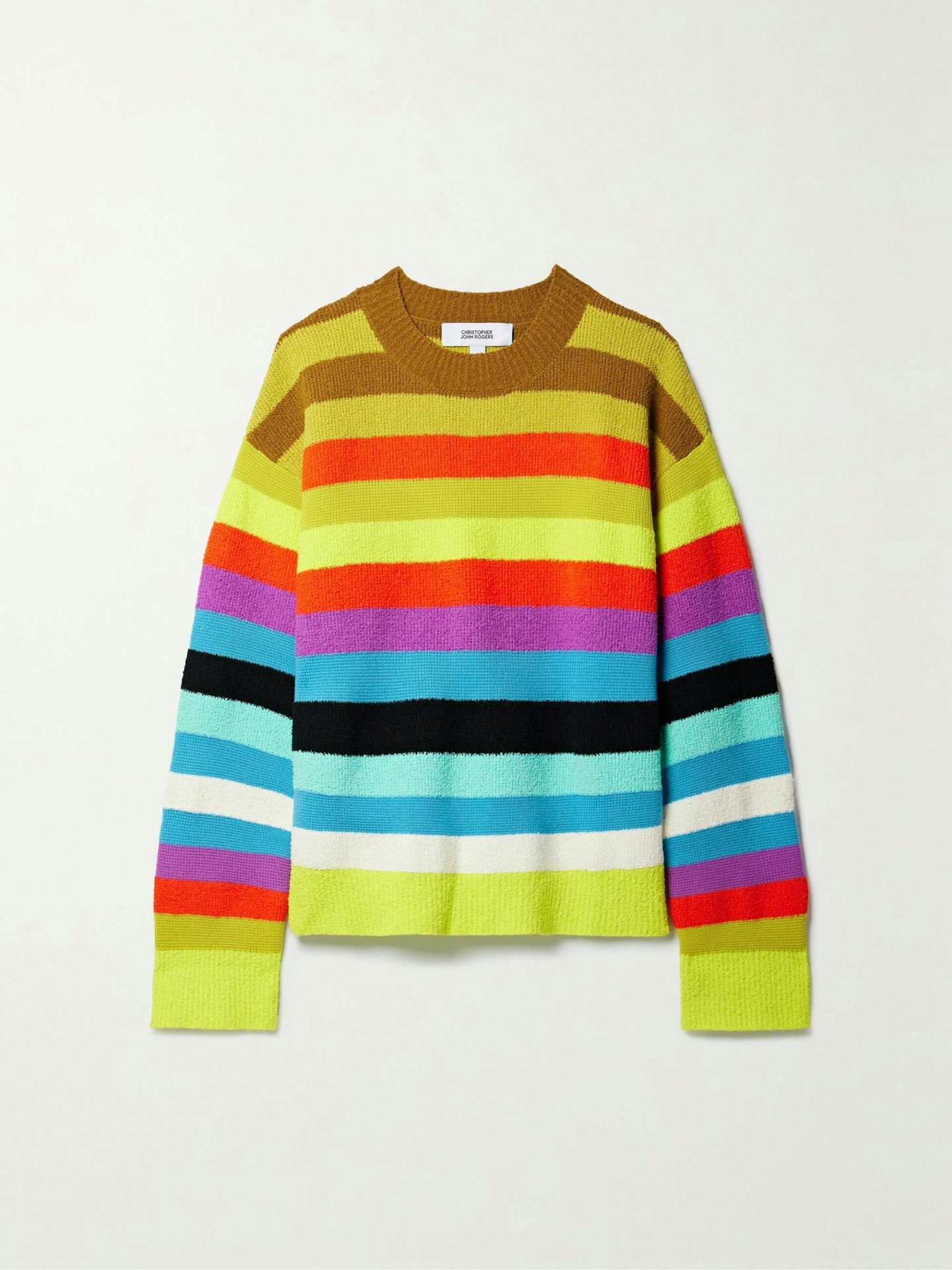 Christopher John Rogers, Striped Cotton-Blend And Bouclé Sweater