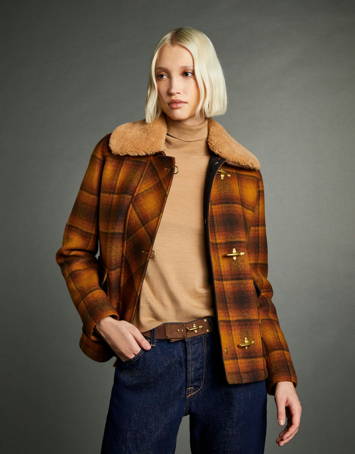 Fay, 3 Ganci Removable Shearling-Effect Collar