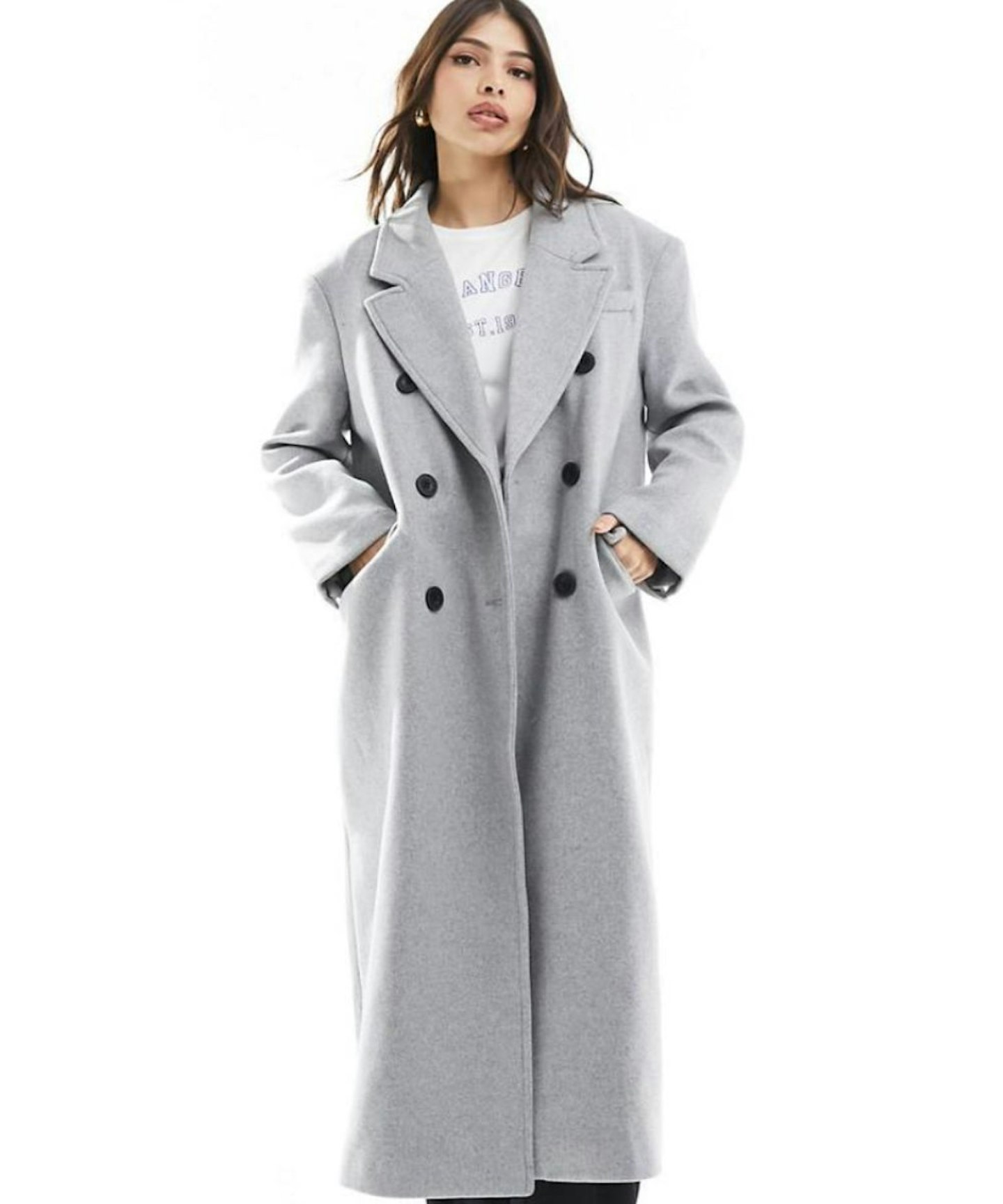 Bershka Wool Shoulder Detail Longline Coat 