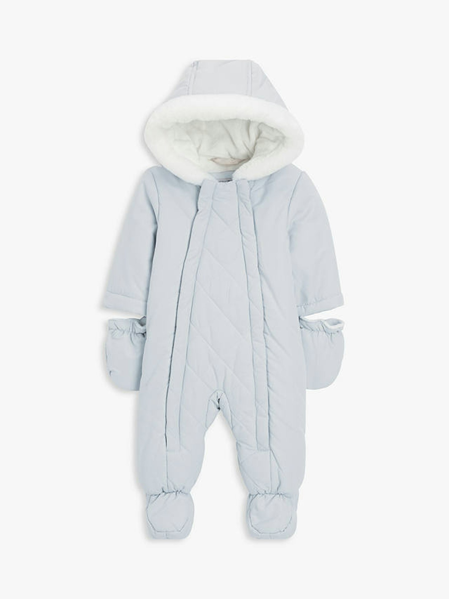John Lewis Baby Quilted Snowsuit, Grey