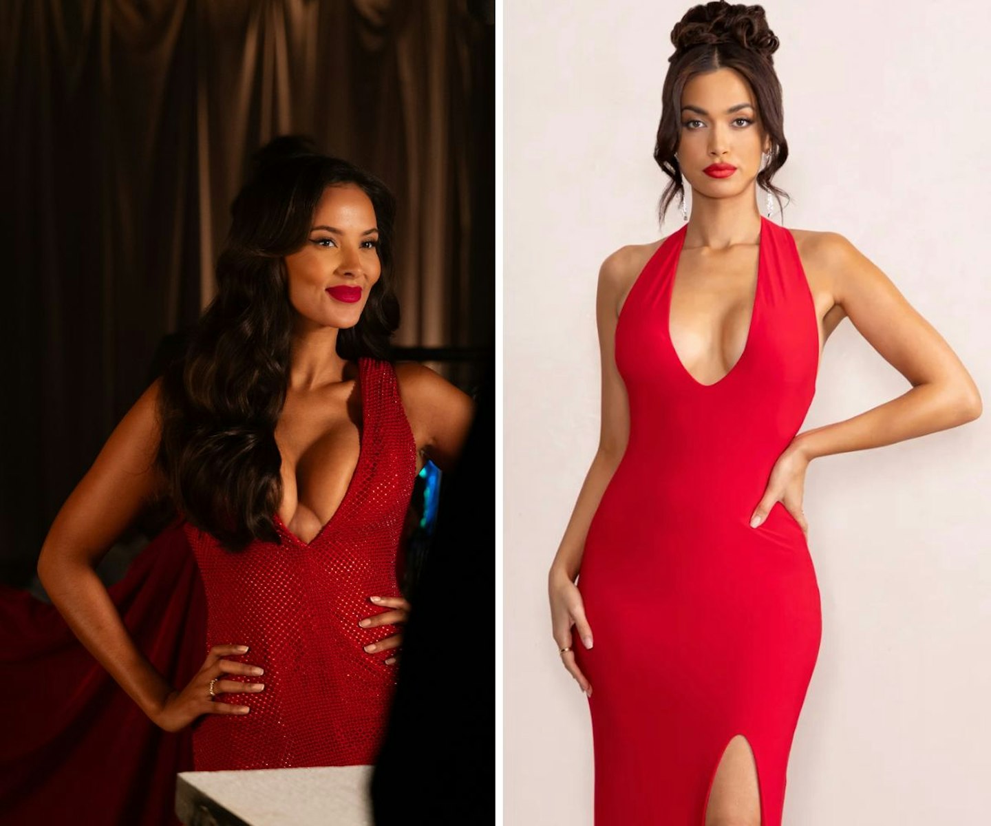 Maya Jama's Red Long Promo Dress