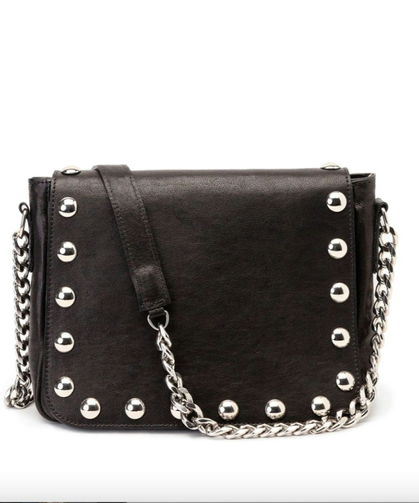 Wolf and Badger Black Leather Studded Crossbody Bag