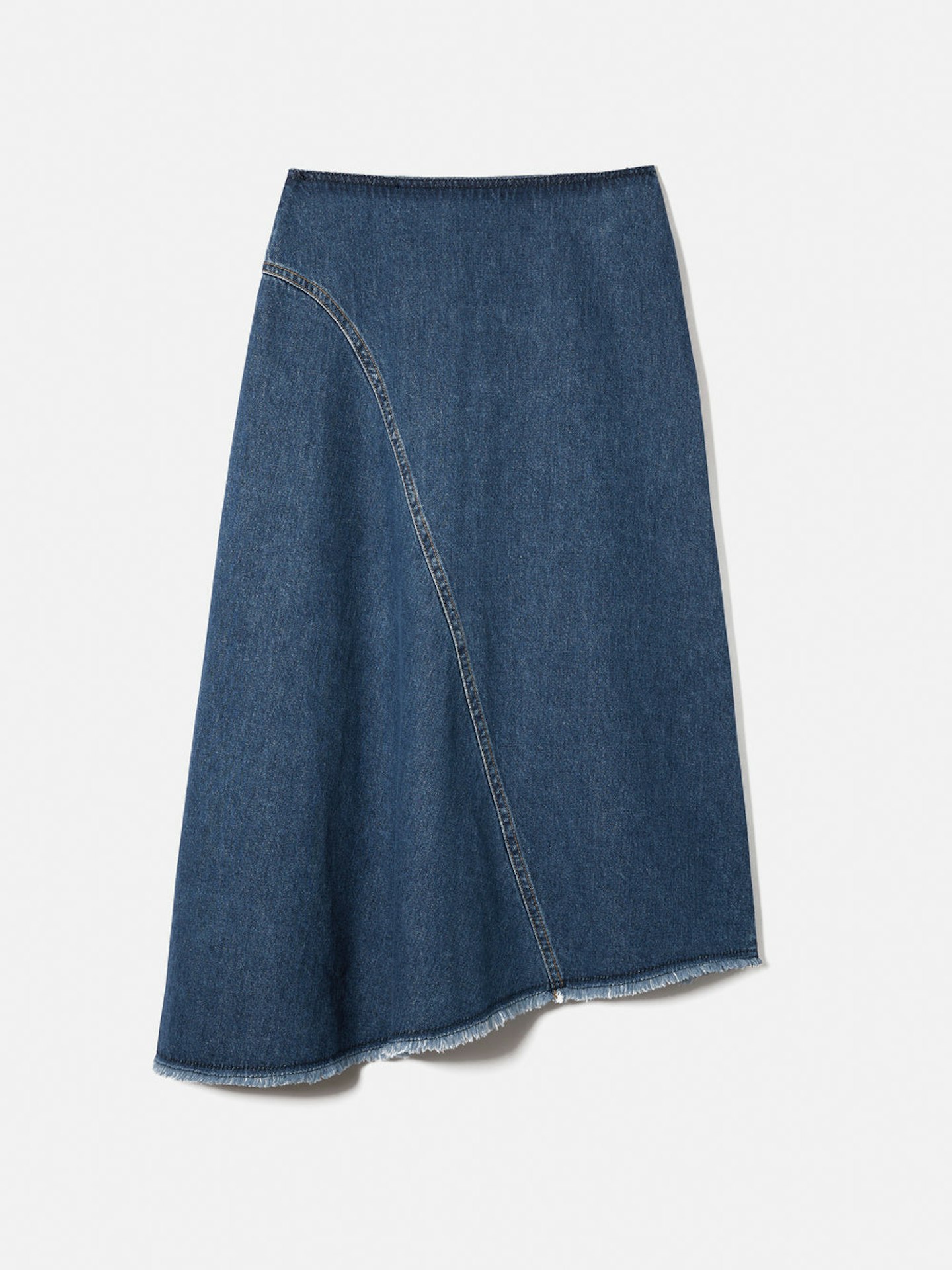 Jigsaw Denim Frayed Midi Skirt