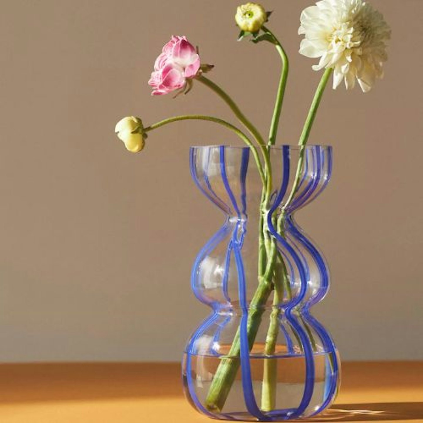 Striped Clear Glass Vase