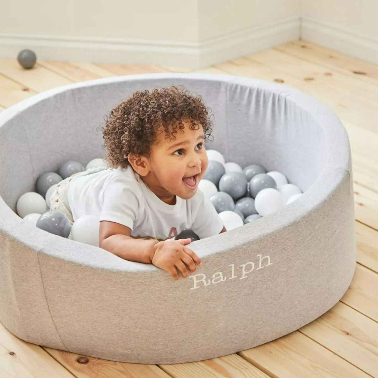 The Best Toys For One-Year-Olds: Personalised Kidkii Grey Ball Pit