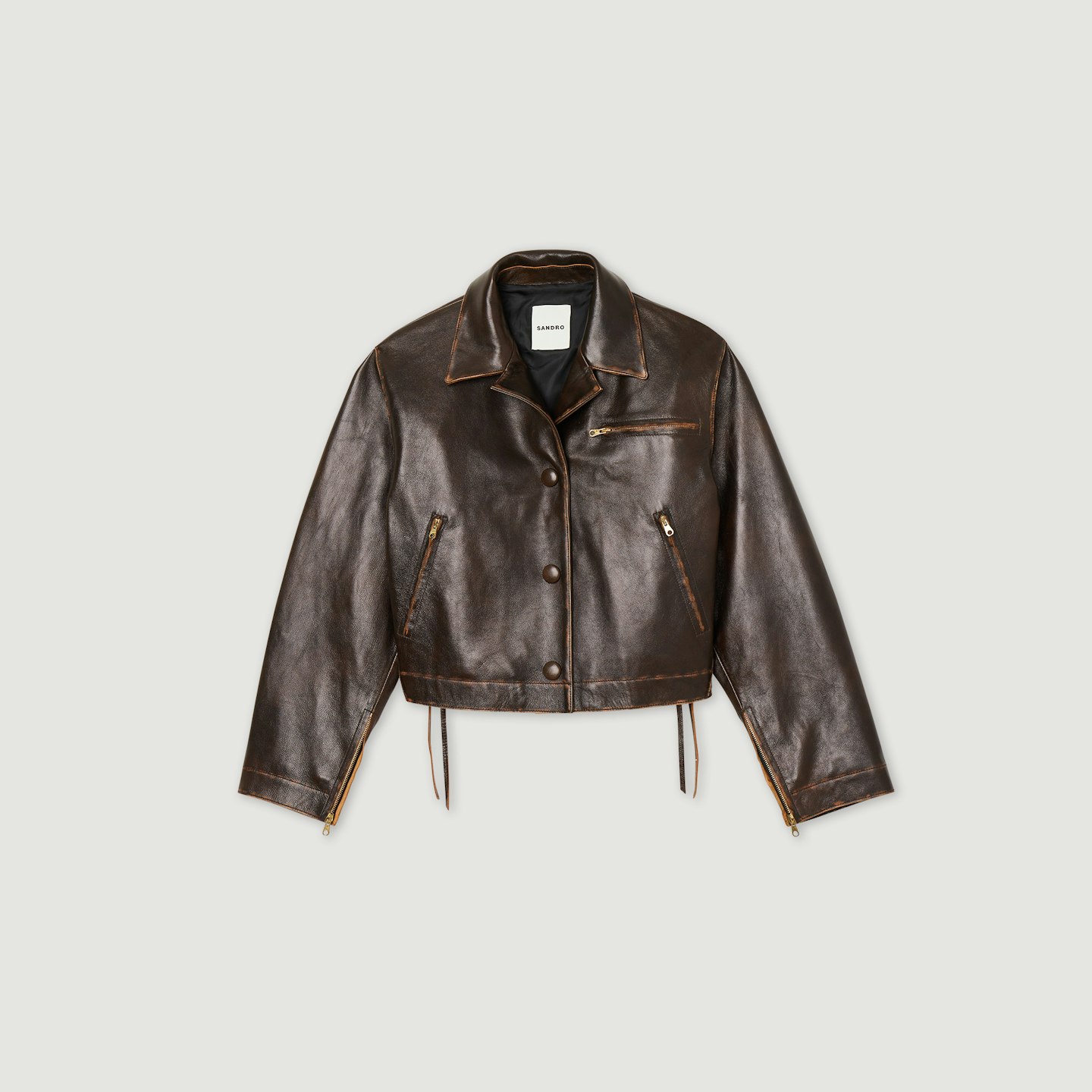 Sandro Paris, Distressed Leather Jacket