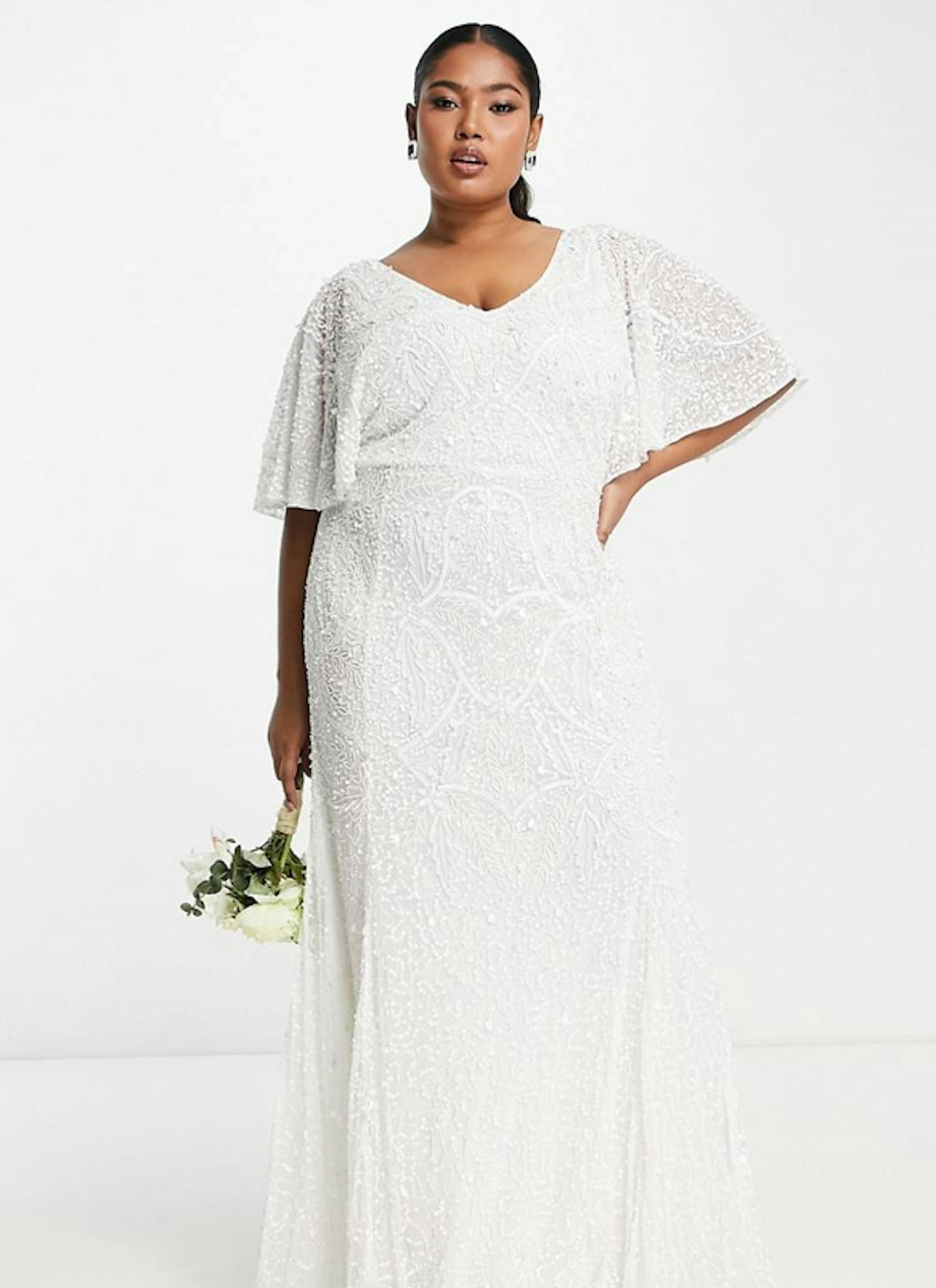 Beauut, Plus Bridal All Over Embellished Beaded Maxi Dress