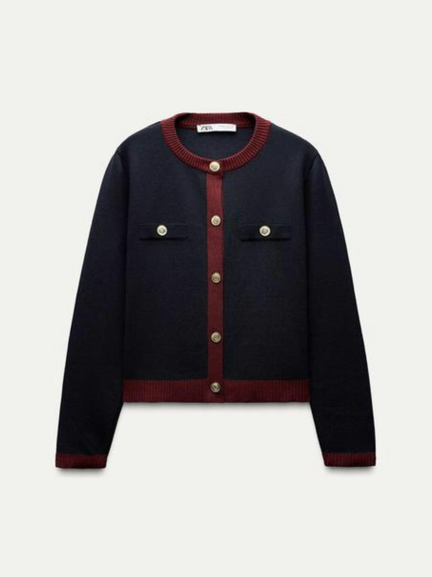 Zara Knit Jacket With Gold Buttons