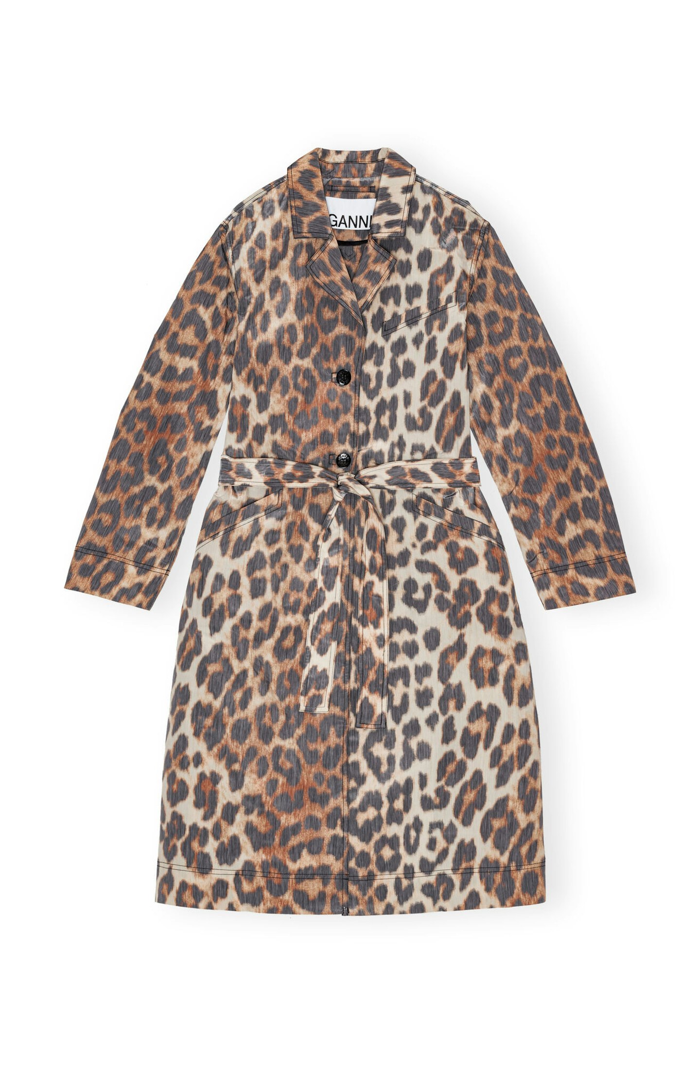 Ganni, Leopard-Printed Shell Belted Coat