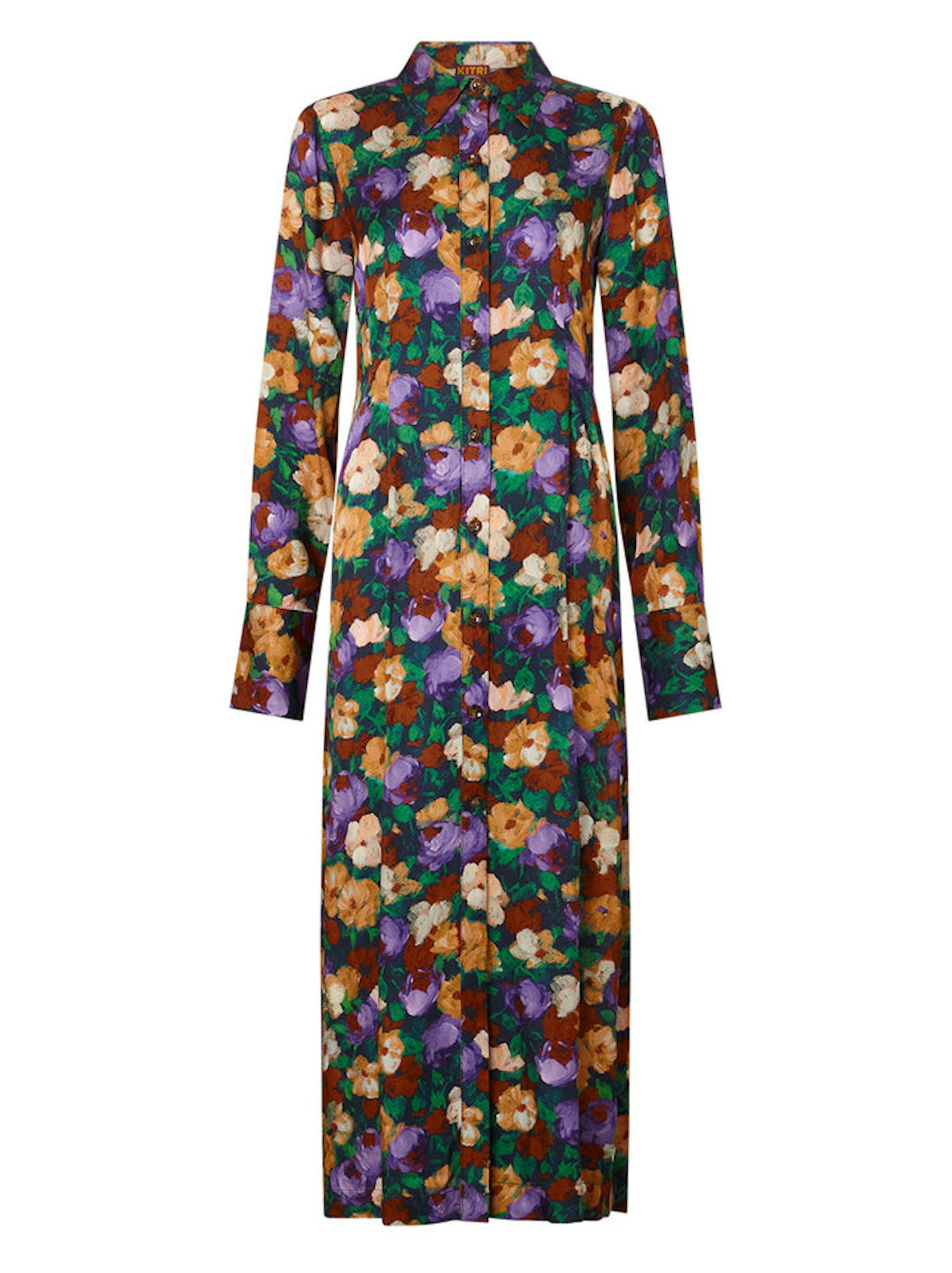 Kitri, Wanda Iris Impressionist Floral Shirt Dress